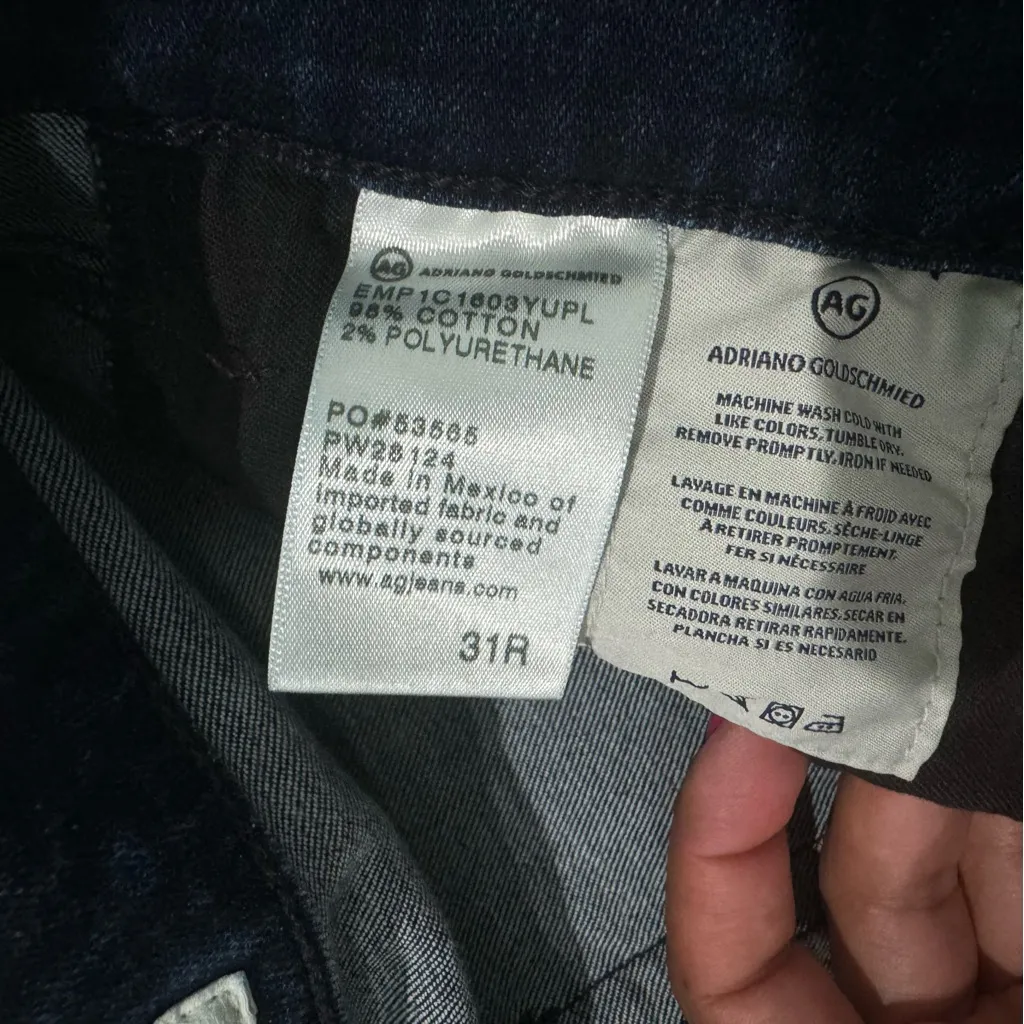 AG x Anthropologie The Stevie High Rise Slim Straight Jeans Blue Wash Size‎ 31 - Image 9