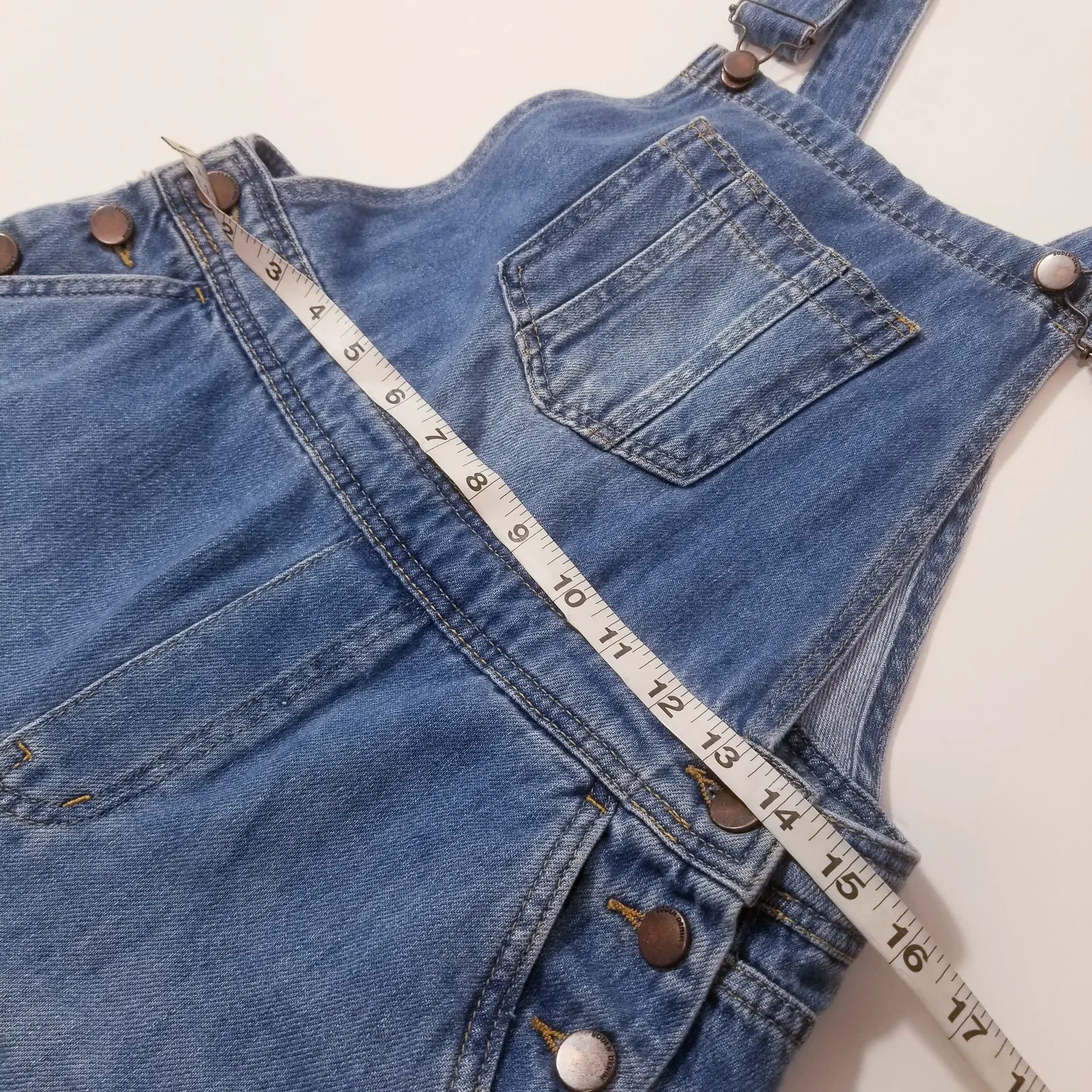 Boden Denim Bib Overall Short Romper Blue Jeans Size 6 - Image 5