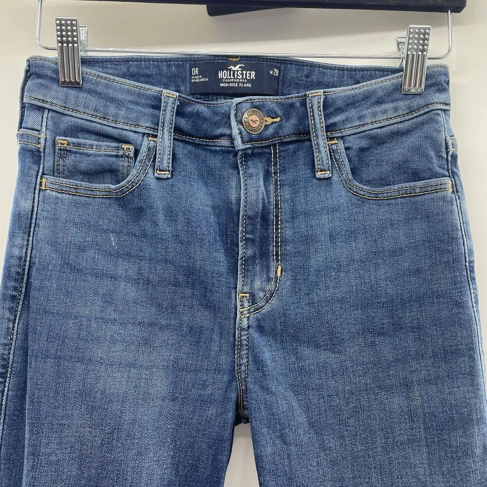 25 0 Flare Jeans High Rise Medium Wash Stretch Women’s Blue Grunge - Image 3