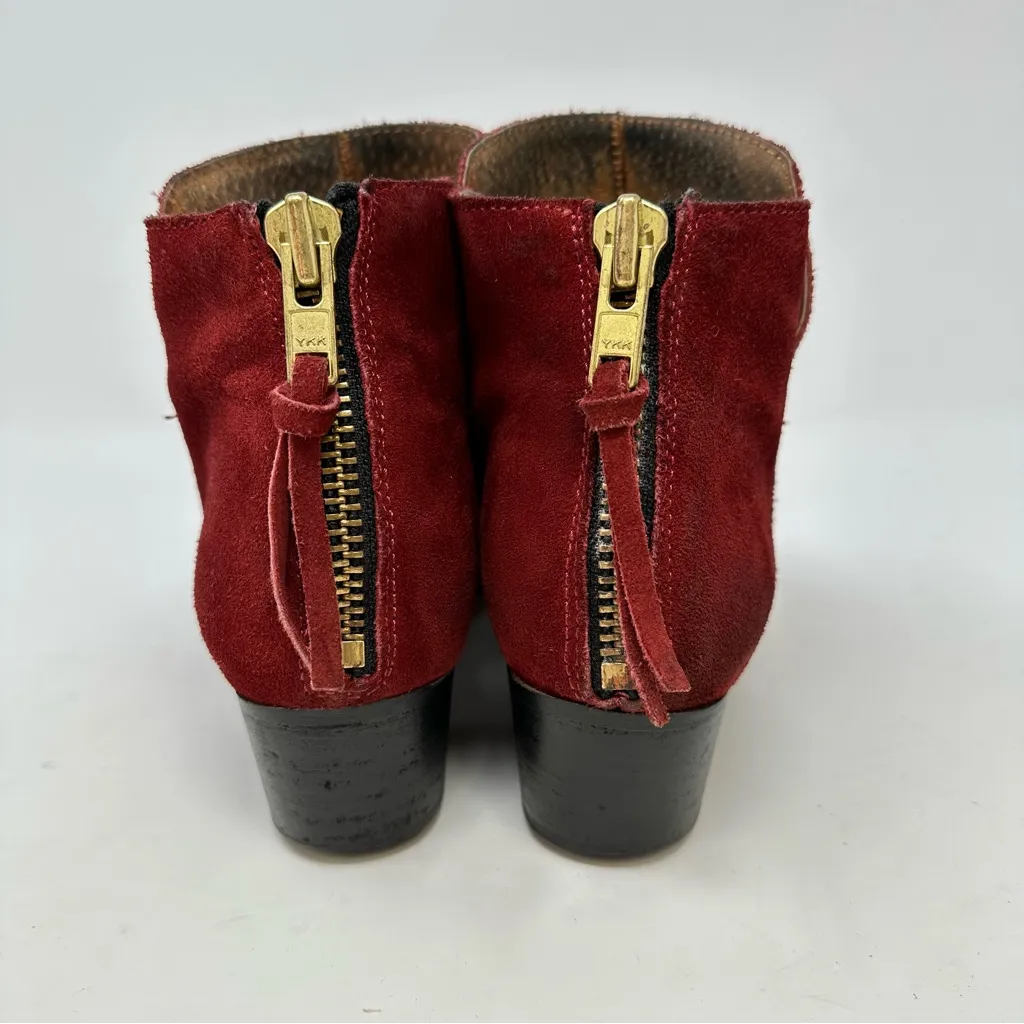 Revolve CHIO Suede Leather Zip Booties Red Size‎ 39 Size 8.5 - Image 5