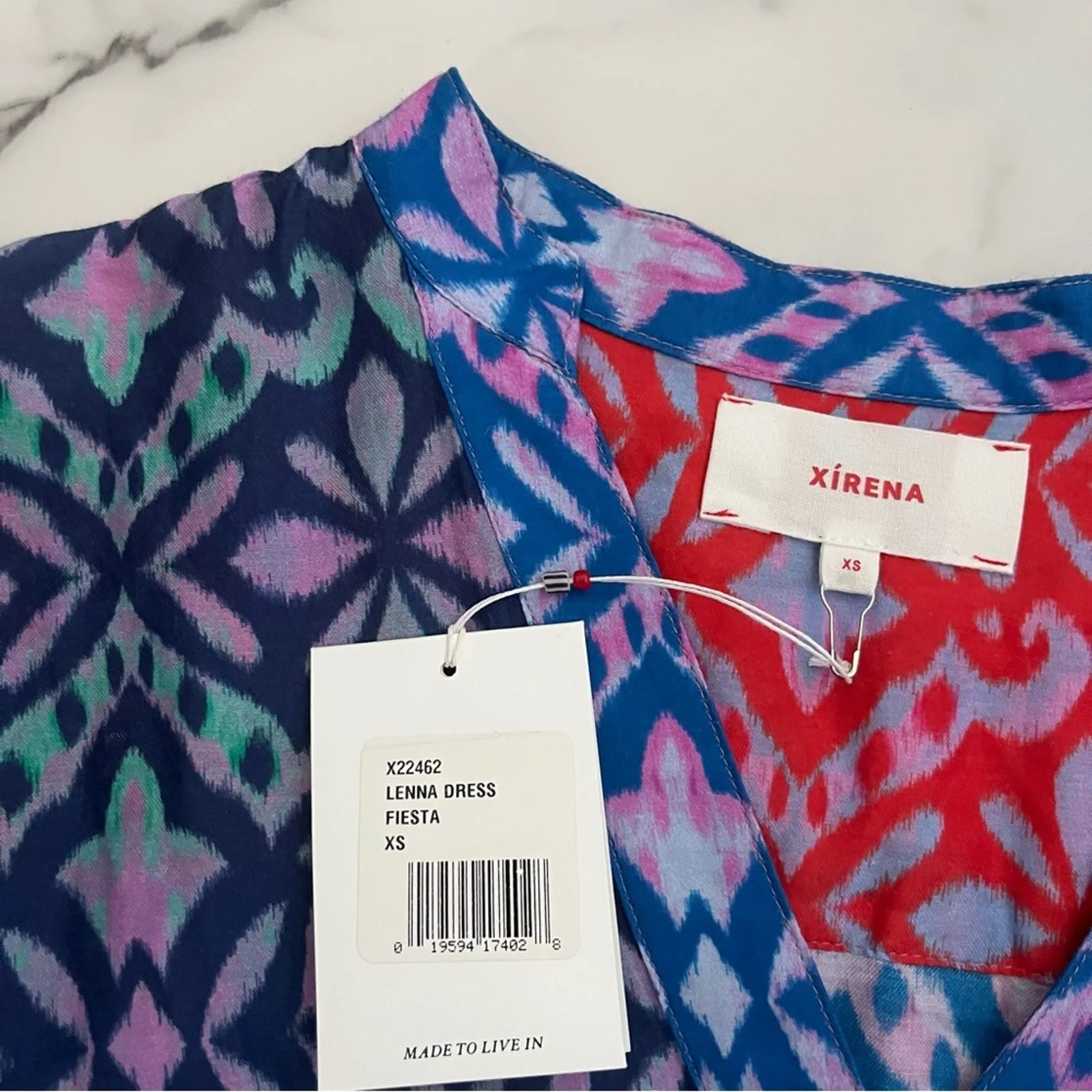 Xirena Lenna Mini Dress Fiesta Multicolor Size XS resort wear coastal Boho chic Blue - Image 9