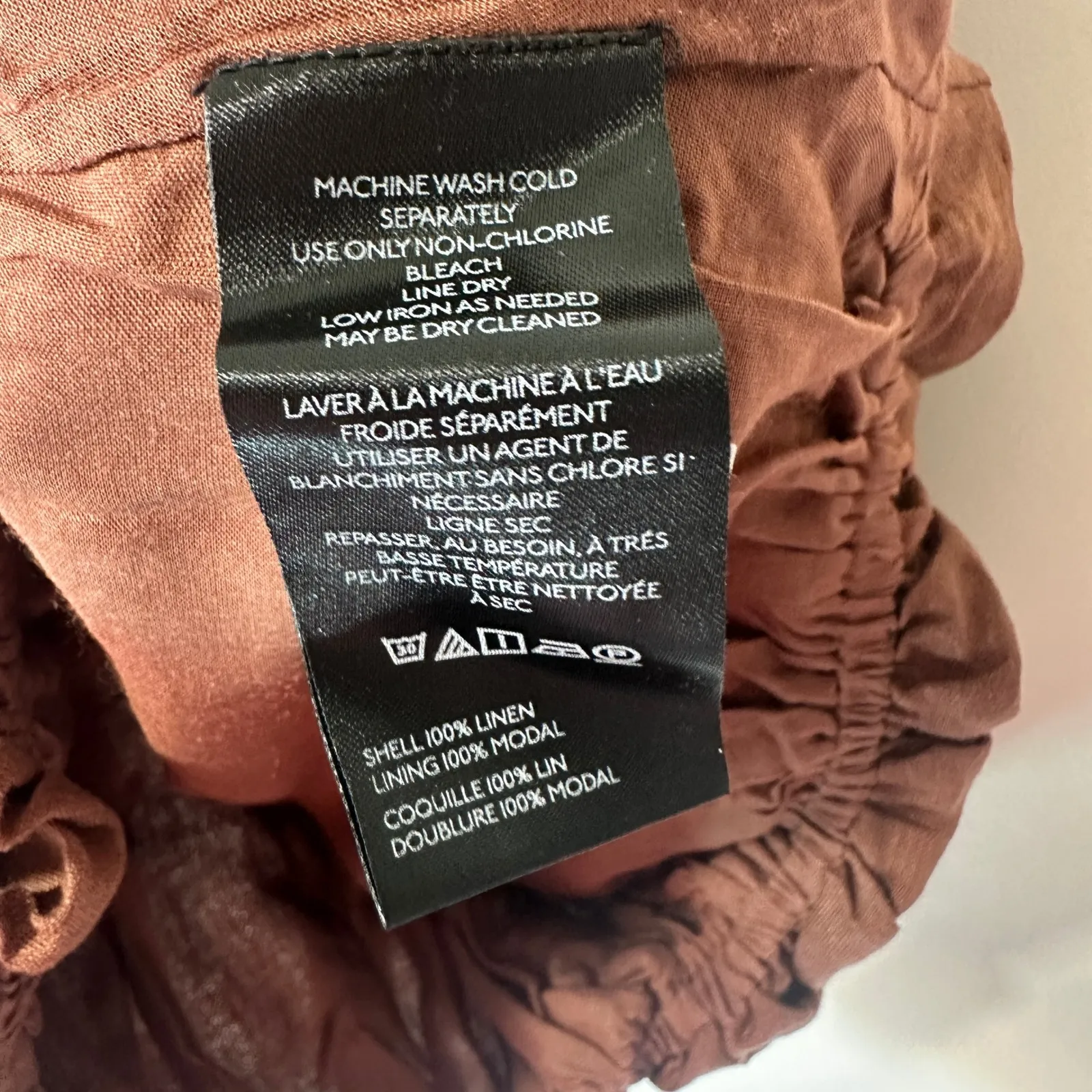 By Anthropologie Linen‎ Bubble Crop Top Brown Pleated Sleeveless Tank Lined XXS - Image 5