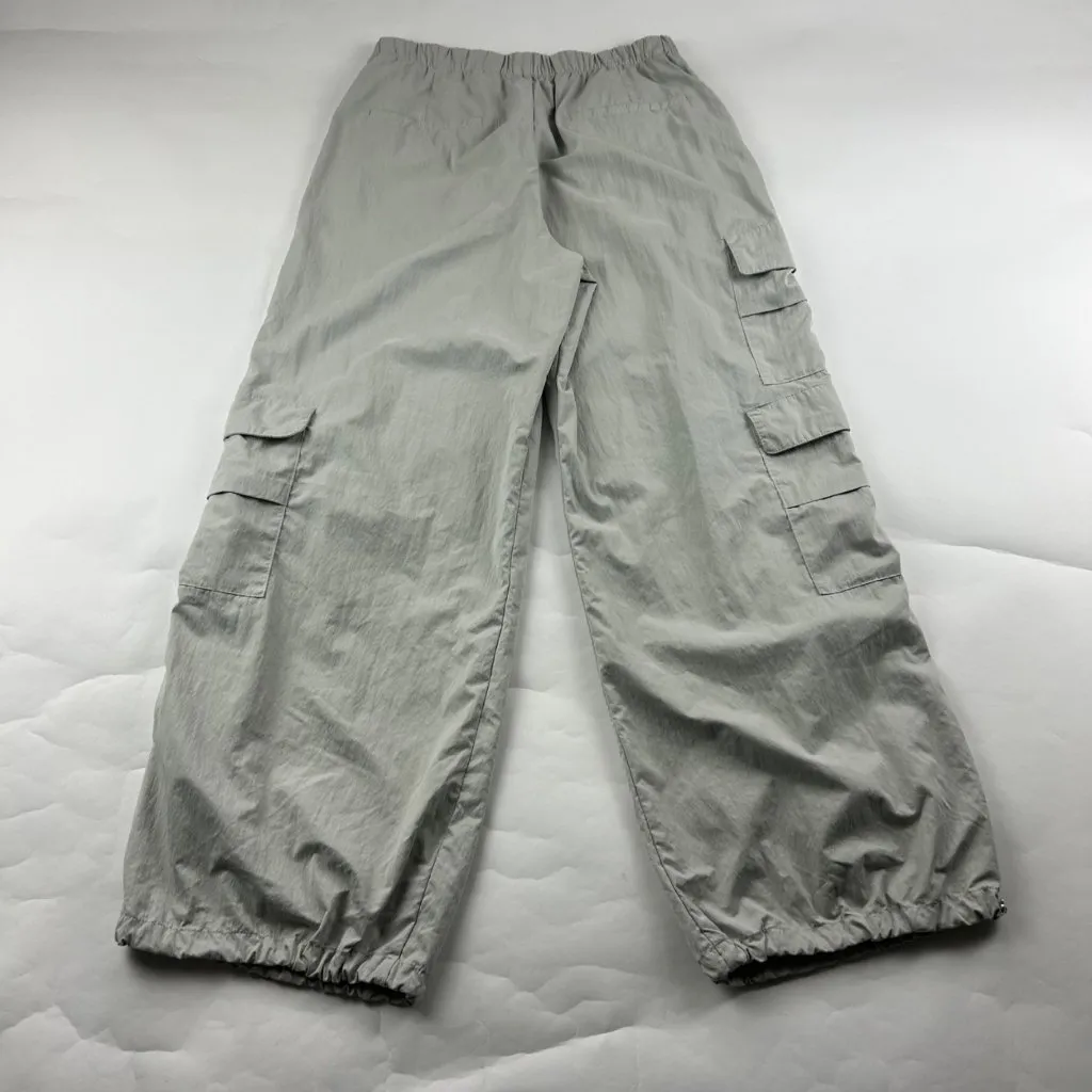 Zara Gray Sand Lightweight Canvas Wide Leg Cargo Pant M - Image 6