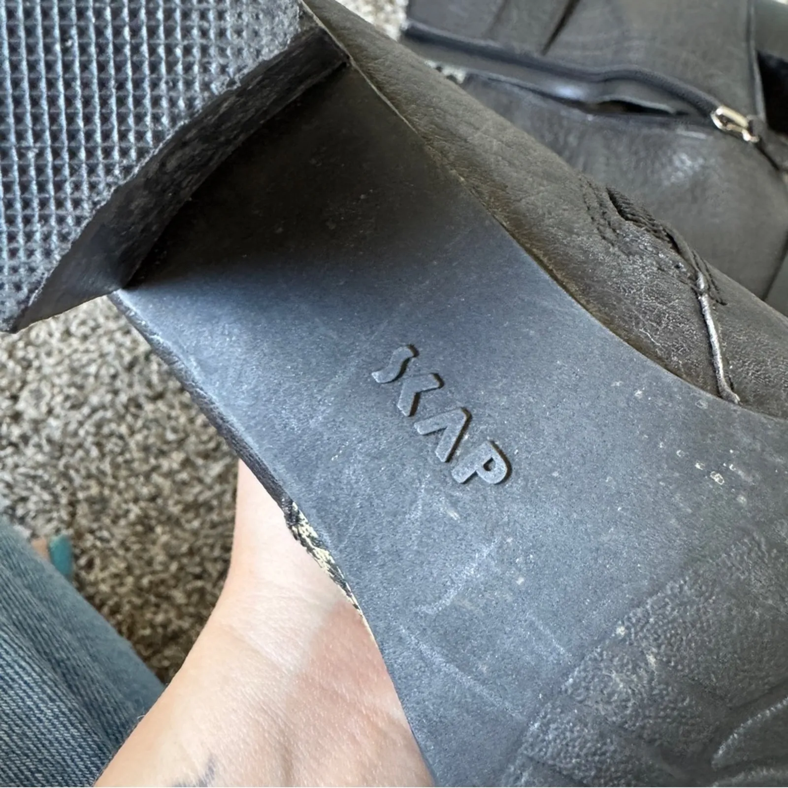 Skap Black Leather Animal Print Ankle Boots Womens 6 Fall Preppy Classic Booties - Image 8