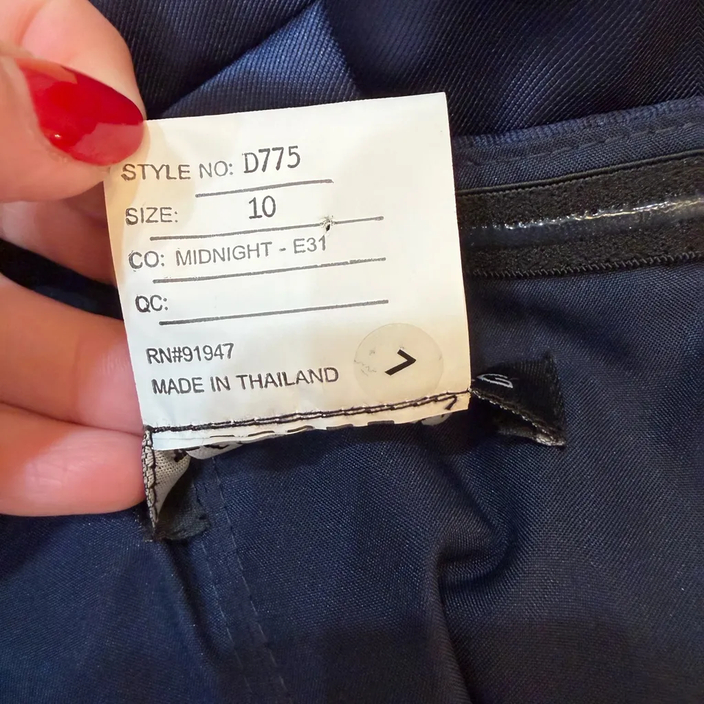 ALFRED SUNG Navy Strapless Midi Dress with Pockets - Image 4