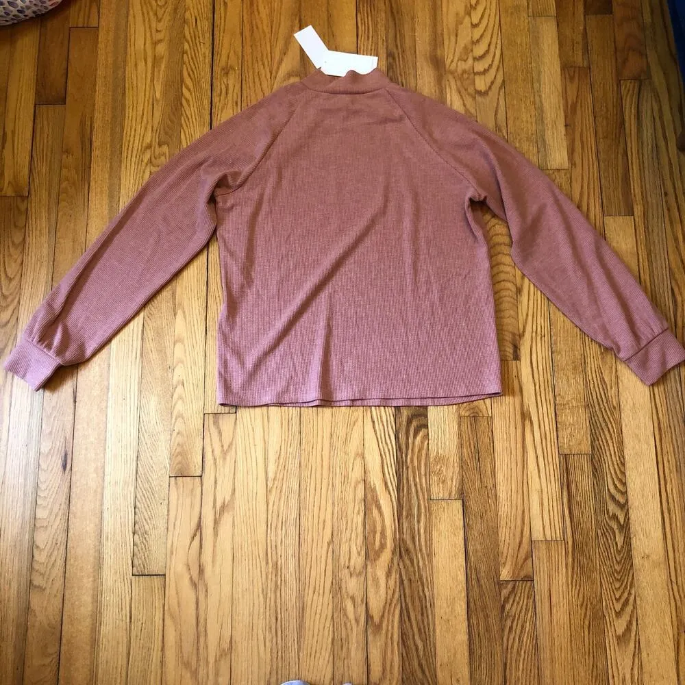 Brea Canyon NWT Women's Coral Mock Neck Sweater Button Detail Size L Orange Size L - Image 7