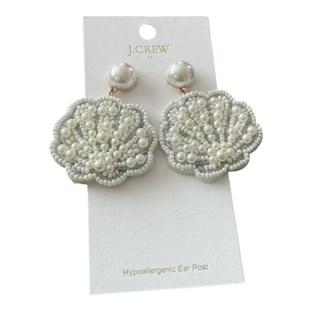 J. CREW Beaded Shell Statement Earrings NEW - Image 2