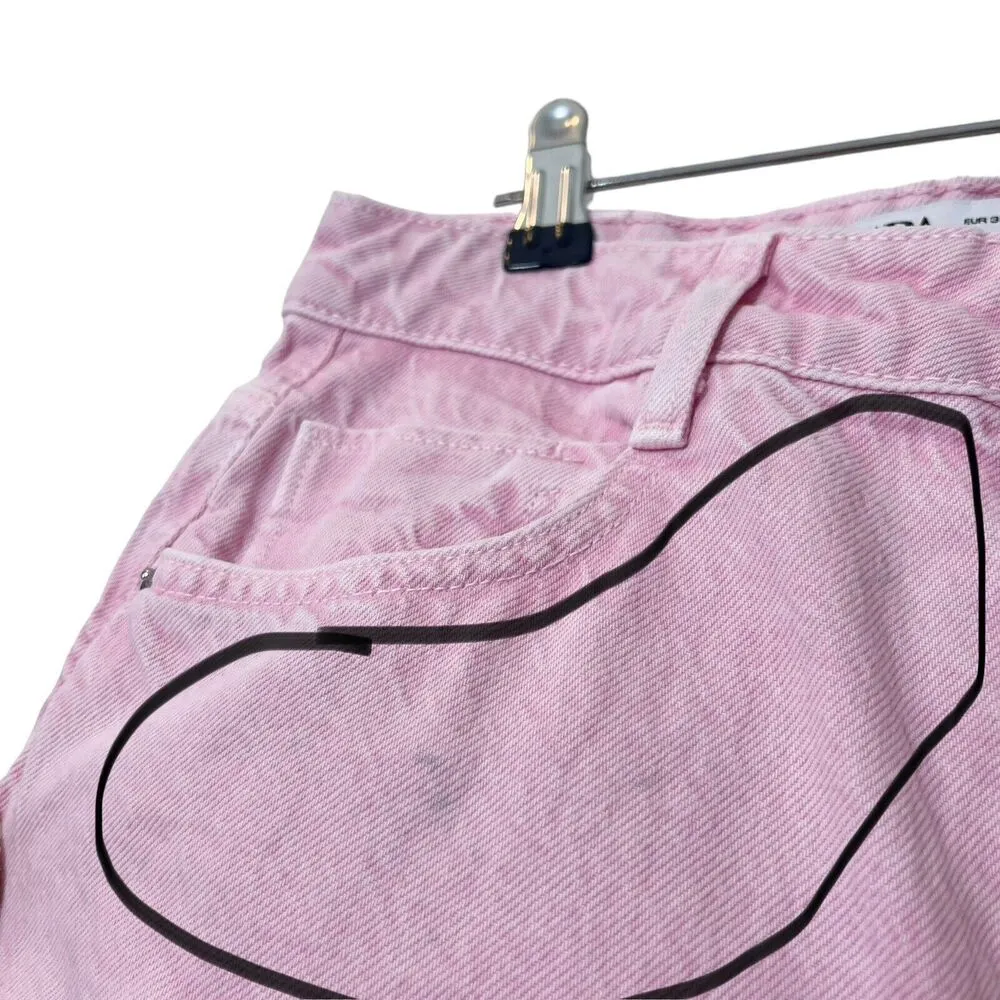 Zara The High Rise Straight Jeans Pink 6164/081 Cotton Rigid New Women’s Size 6 - Image 11