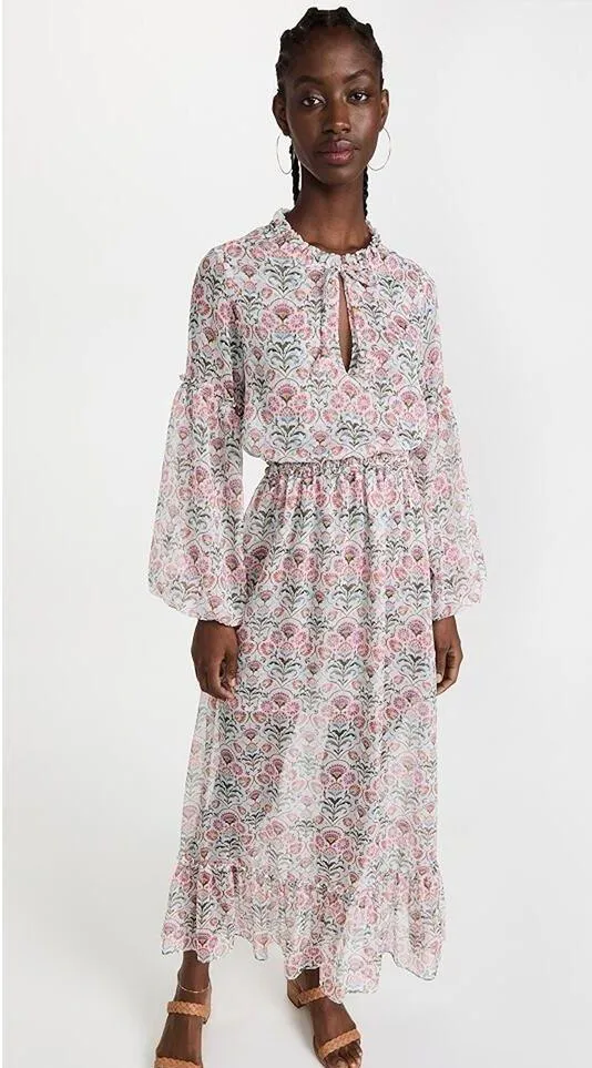 MISA Los Angeles Amata Pink Peasant Bohemian Cottage Dress NWT S $390 - Image 5