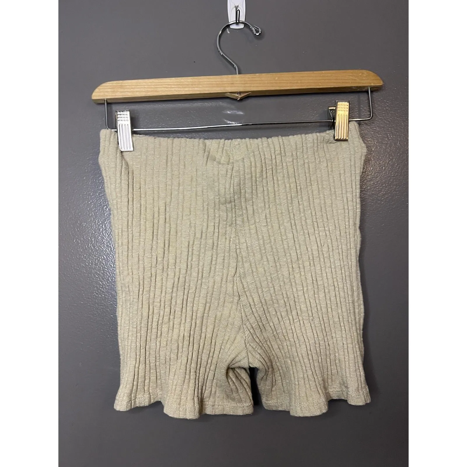 Urban Outfitters Shorts Womens Medium Beige Ribbed Knit Lounge High Rise Soft - Image 2