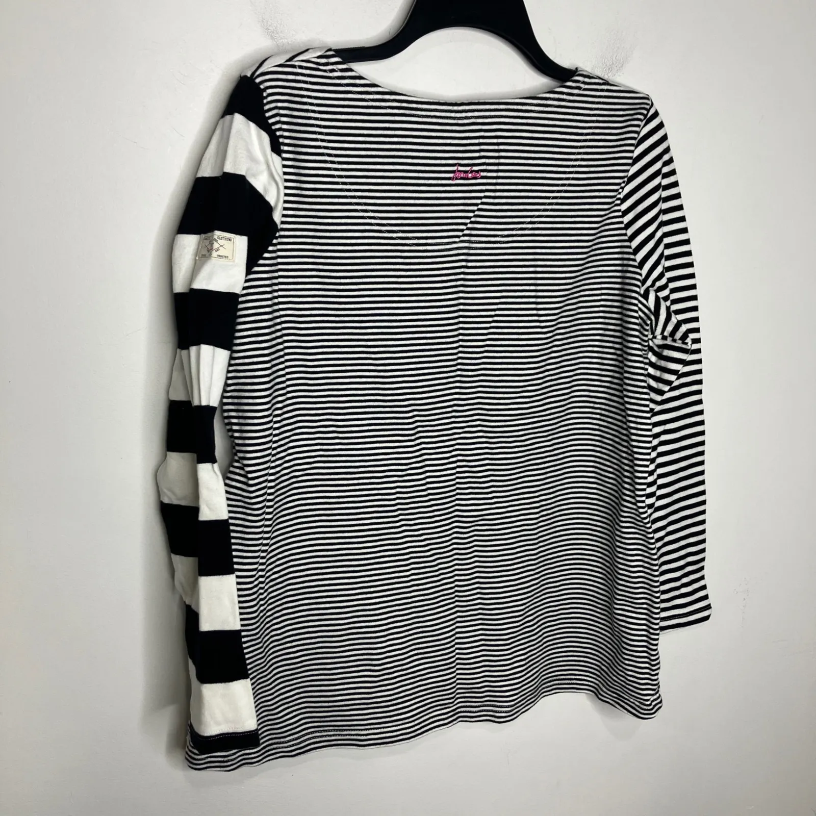 Joules harbour long sleeve Breton top black & white striped women's size 14 - Image 9