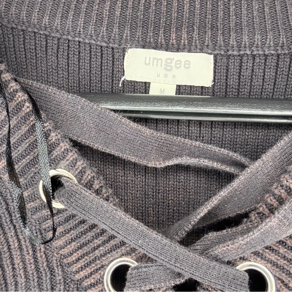 Umgee Women's Brown Lace-Up Sweater - Image 3