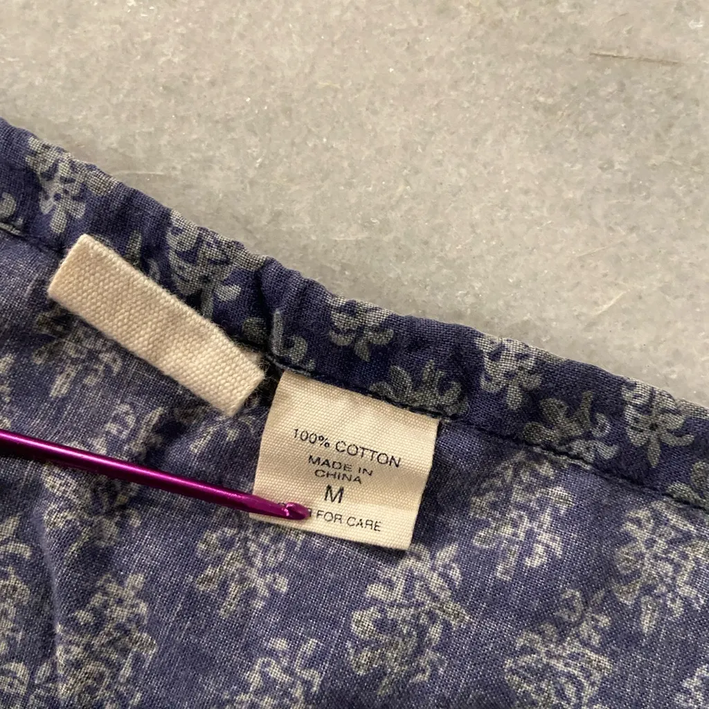 Abercrombie & Fitch Size M Blue Floral Boho Maxi Skirt Drawstring Waist Cotton - Image 8