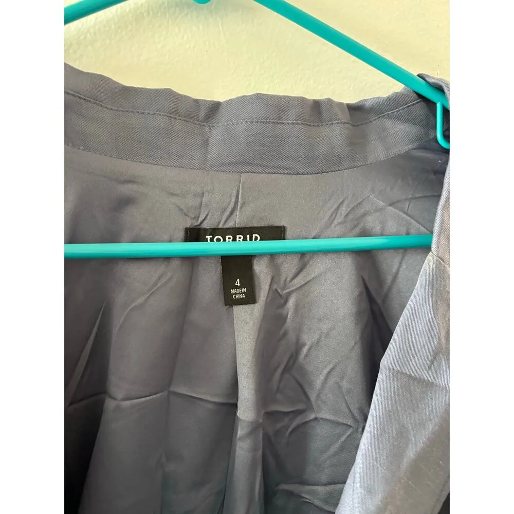 Torrid Womens Linen Blazer Size 4X Blue 3/4 Sleeves Office Preppy Academia - Image 2