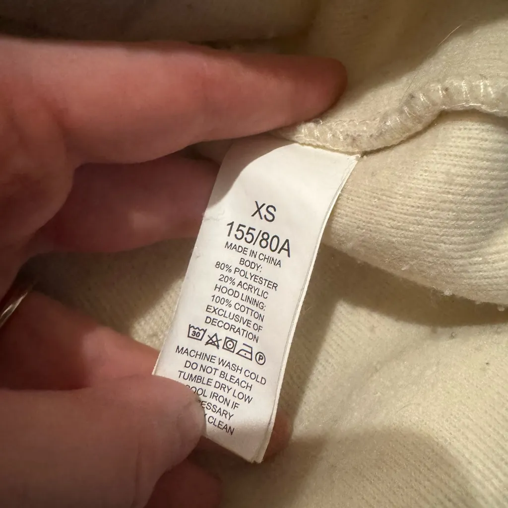 Kate Spade Cream Sherpa Hoodie XS - Image 4