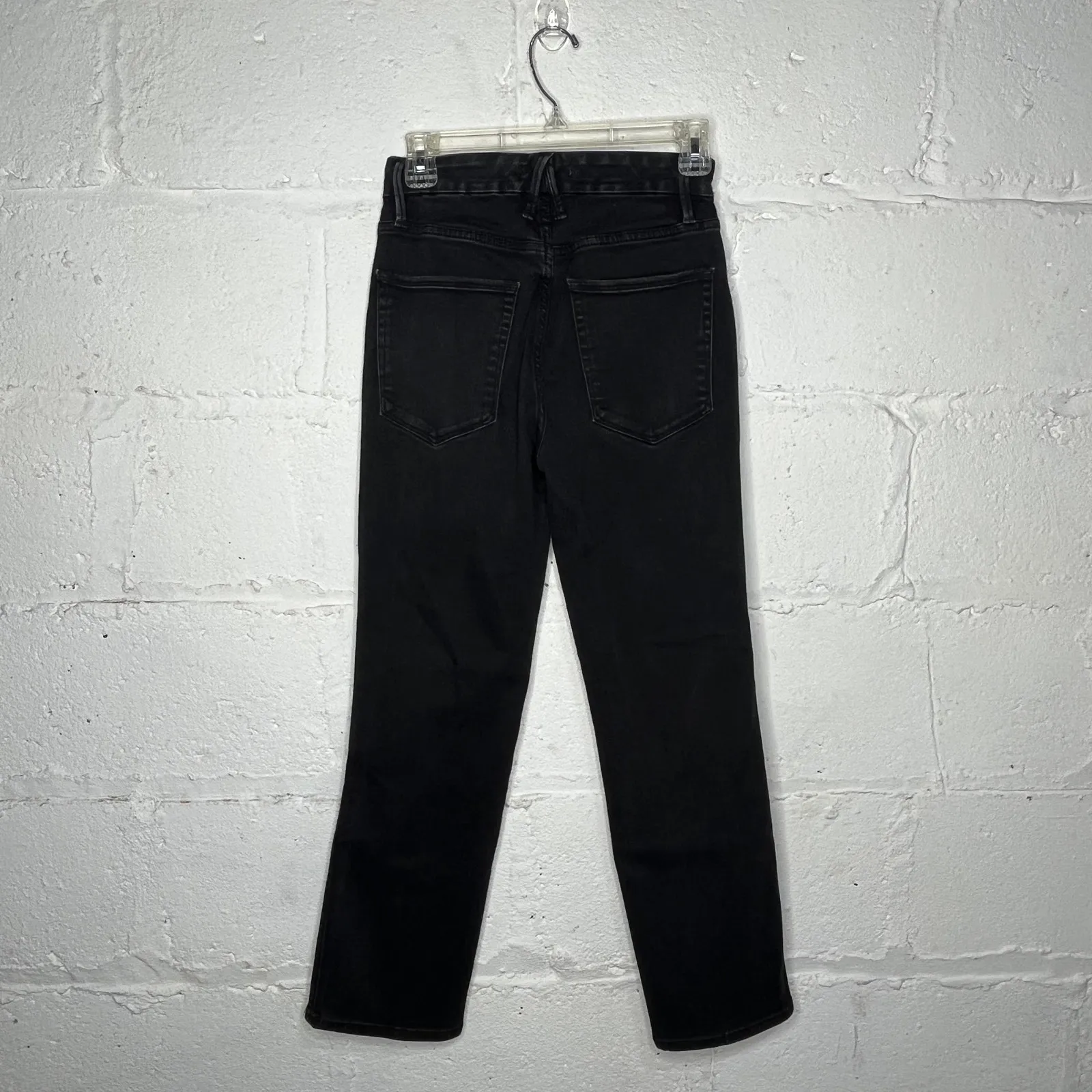 Good American Good Straight High Rise Jeans Zip Fly Women Black Size 4 / 27 - Image 3