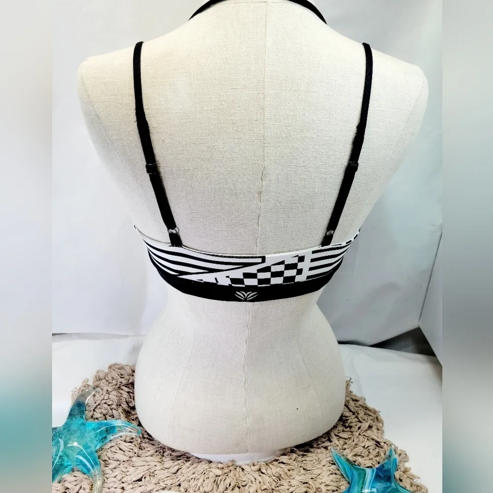 Forever 21 black and white striped halter bikini top - Image 3