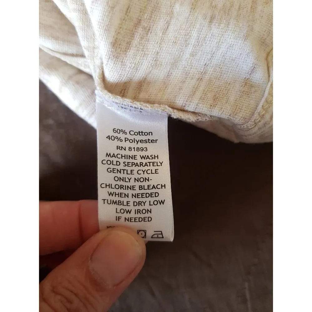 Isaac mizrahi Live Womens Blouse Size Small Beige Long Sleeve Button Space Dyed - Image 9