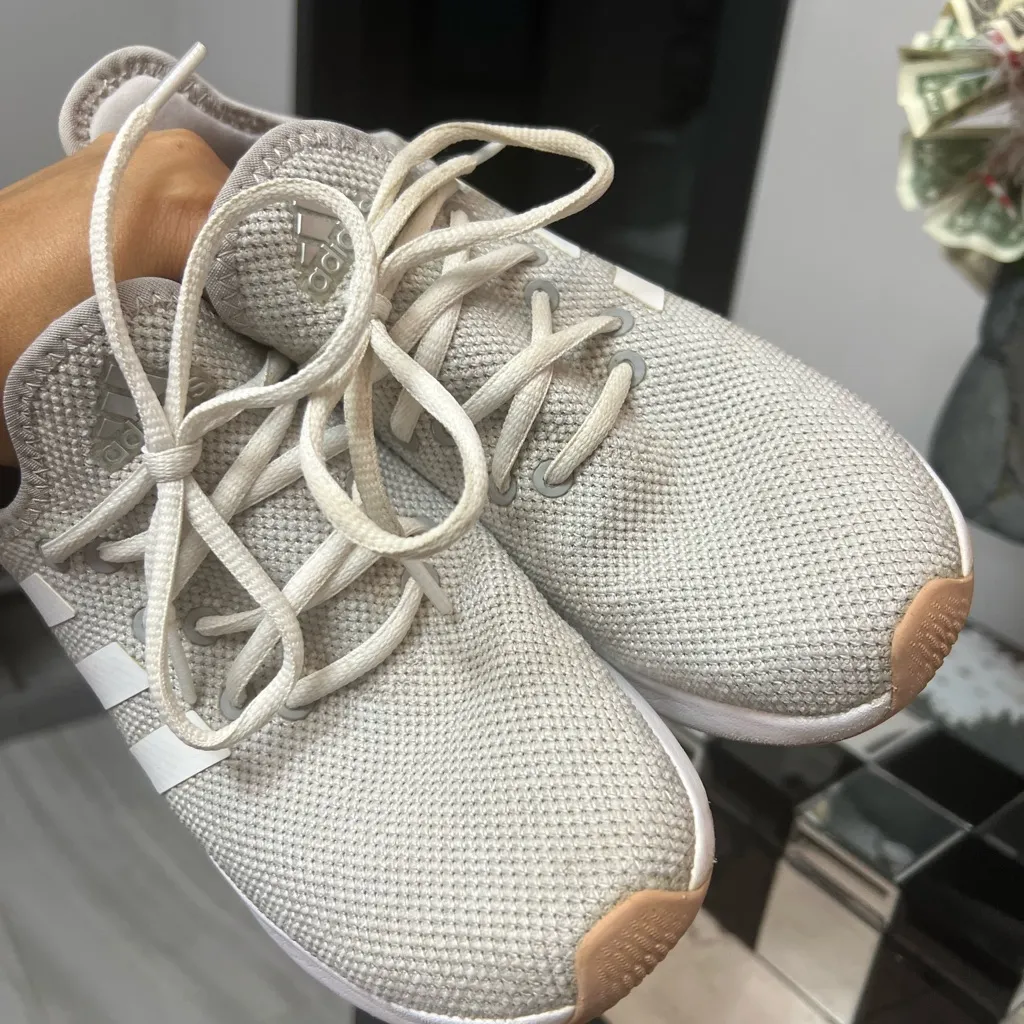 adidas Light Gray and White Athletic Shoes - Image 6