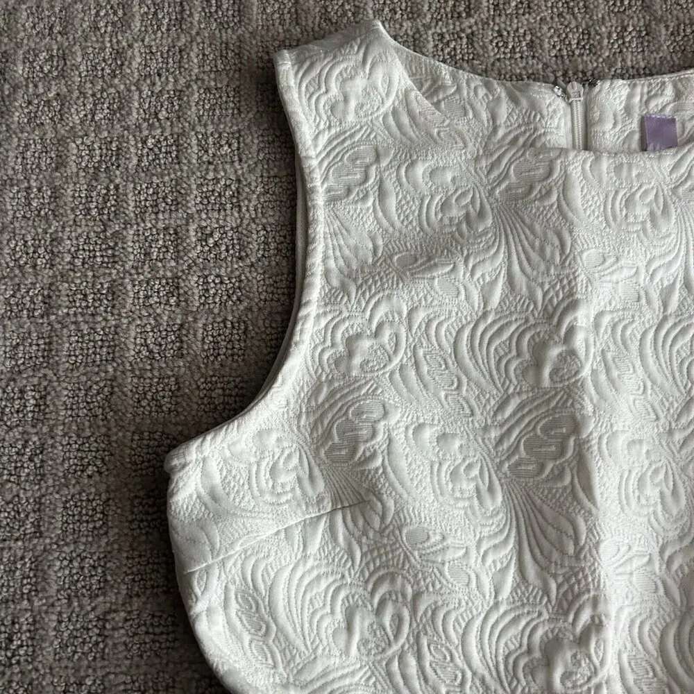 Alya Sleeveless Top Ivory Off White Womens Size Small S Zip Floral Brocade - Image 2