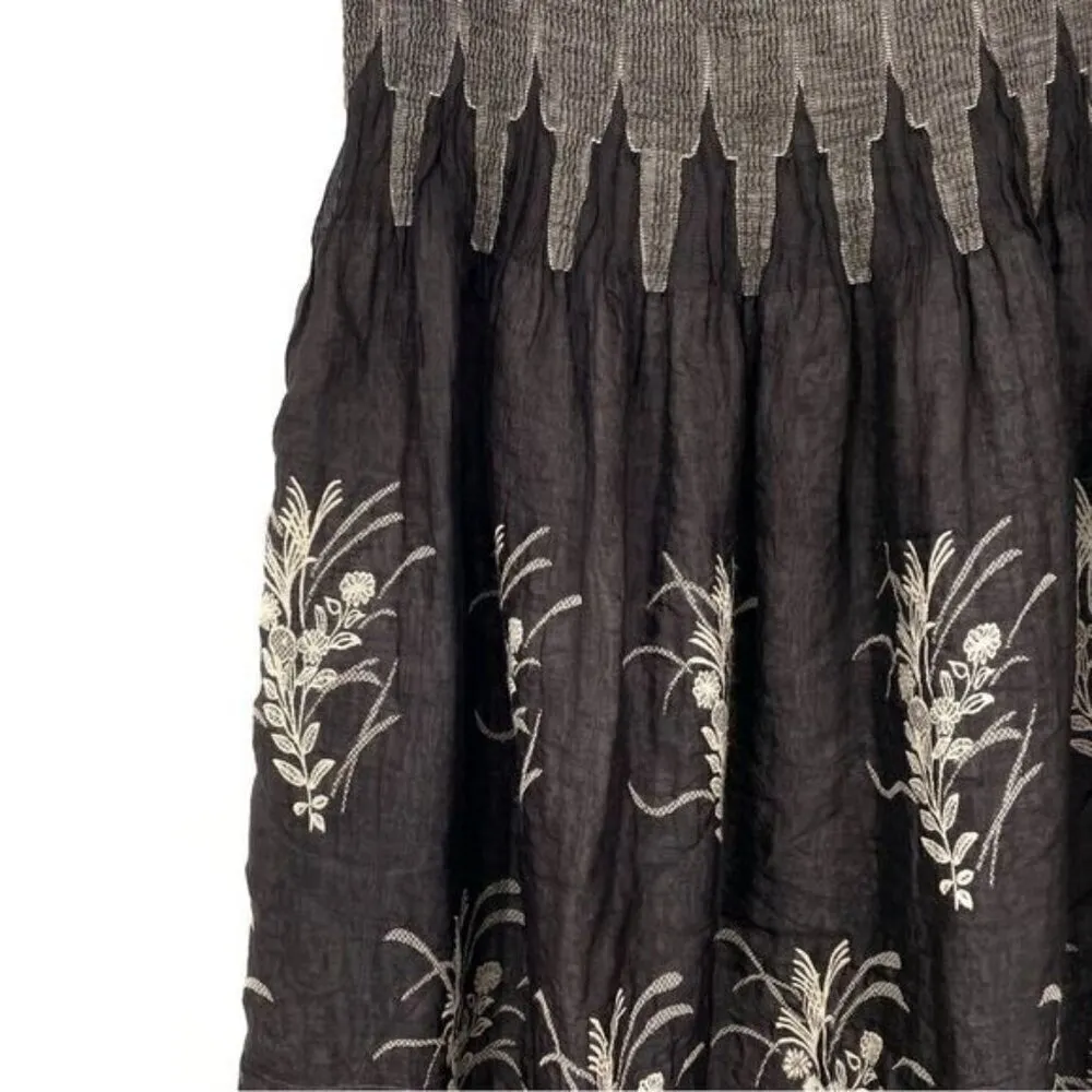 Lapis Anthropologie Tube Top Floral Chiffon Midi Dress Black Size undefined - Image 5