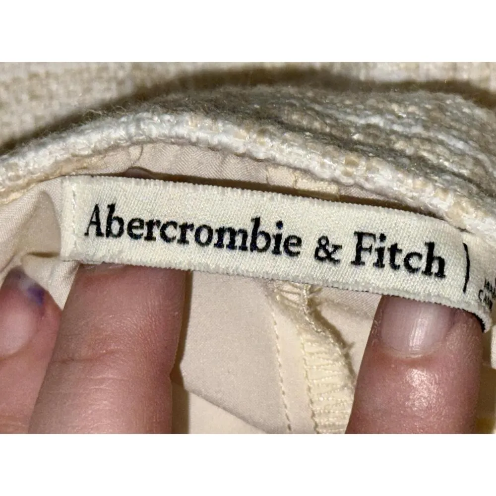 NEW Abercrombie & Fitch Tan White Tweed Zip Wrap A-Line Skirt Mini Skirt Size S - Image 3