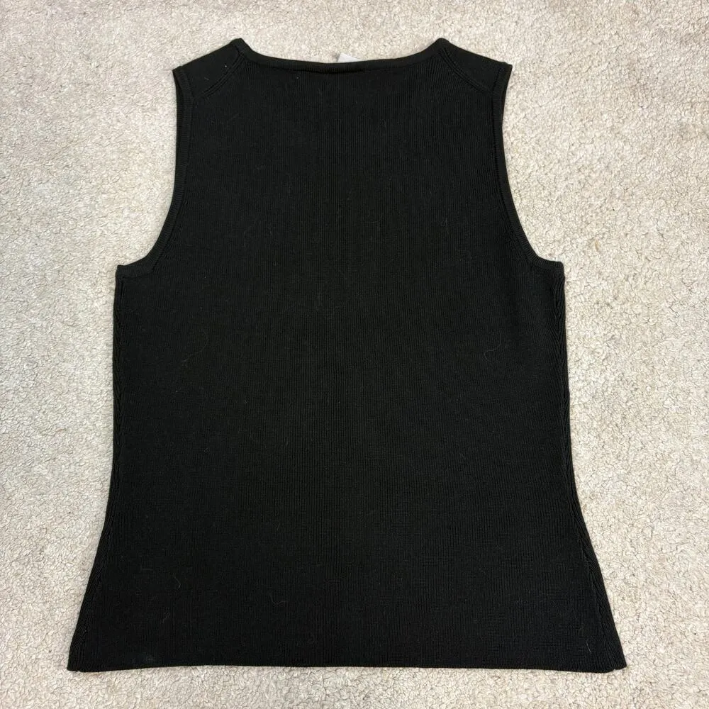 G Knitwear Vintage Embroidered Flamingo Palm Trees Knit Top Size S Black - Image 3