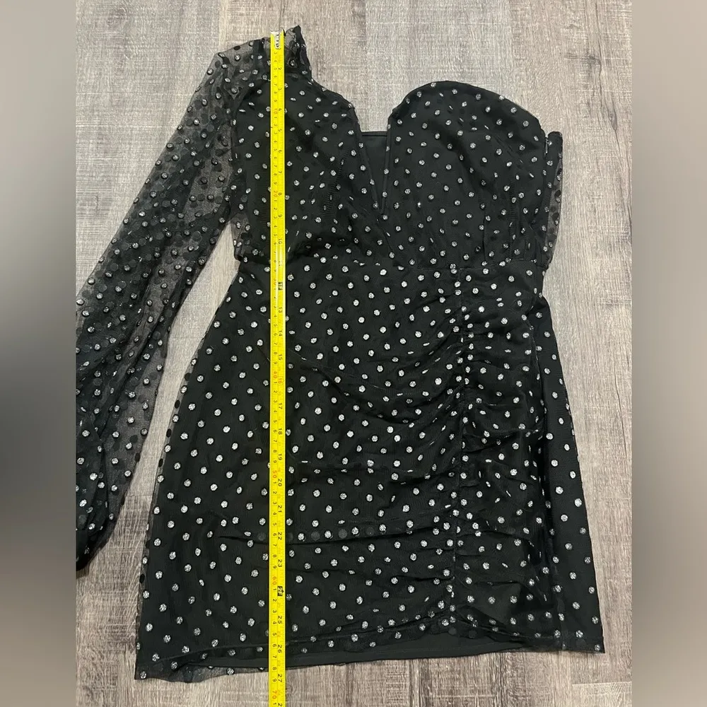 H:OURS Revolve Behati Mini Dress in Silver Dots - Image 4