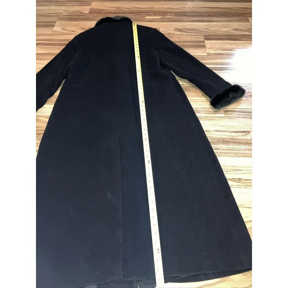 Ellen Tracy NEW Full Length Wool-blend Coat Faux Fur Collar & Cuffs Size 14 BNWT - Image 9