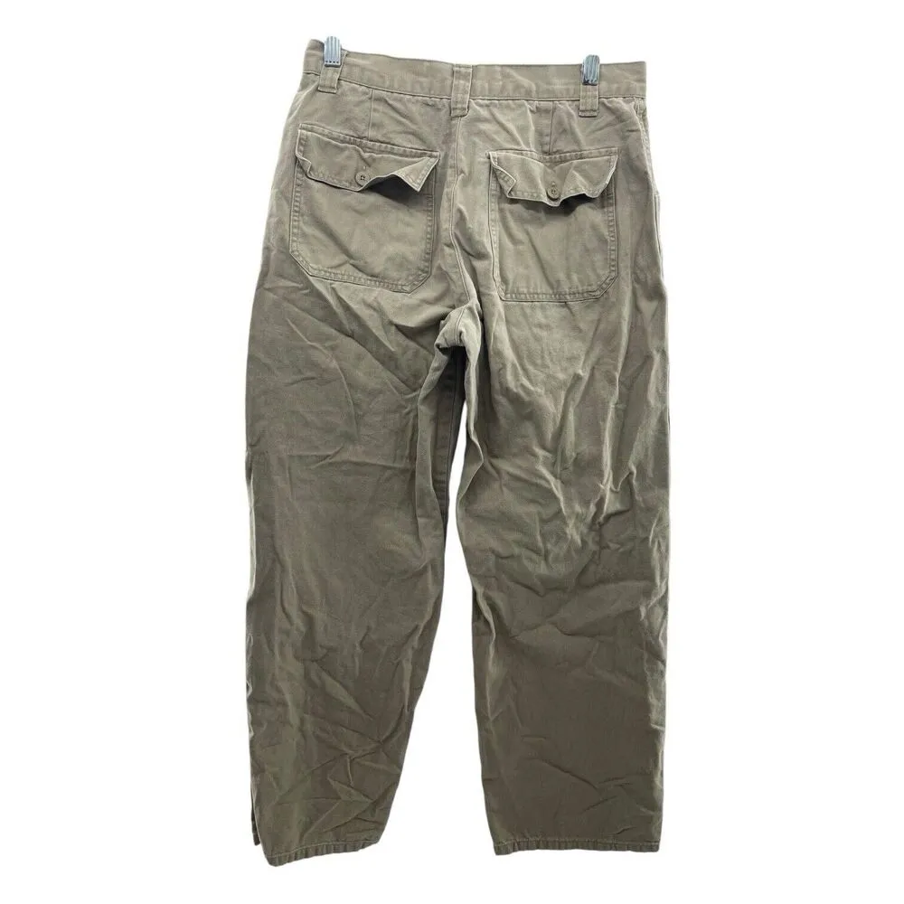 Vtg American Eagle Size 8 Cargo Pants Wide Leg High Waisted Baggy Y2K Beige Tan - Image 2