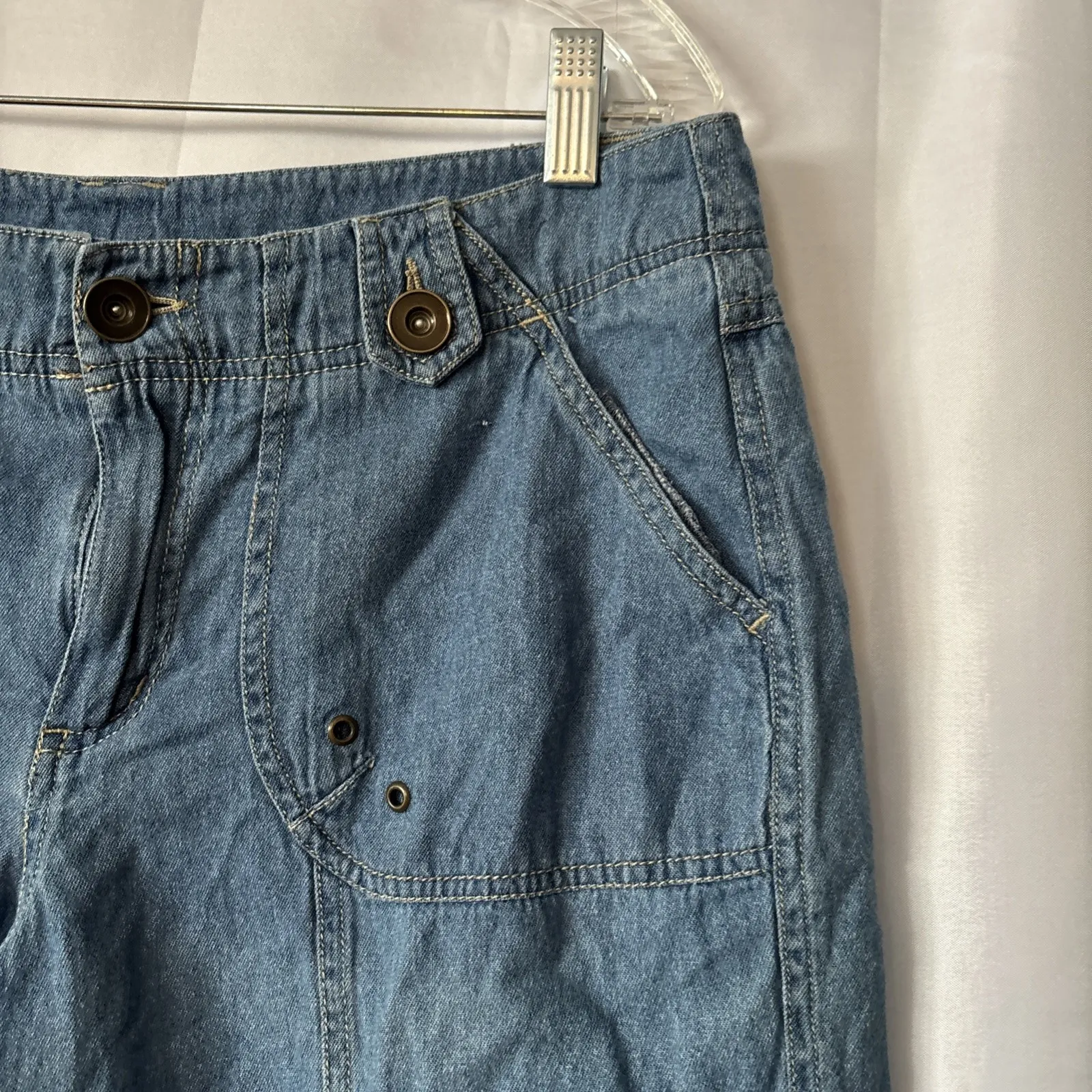 Vintage Y2K Khakis & Co ‎ Size 10 Wide Leg Blue Denim Shorts Bermuda - Image 3
