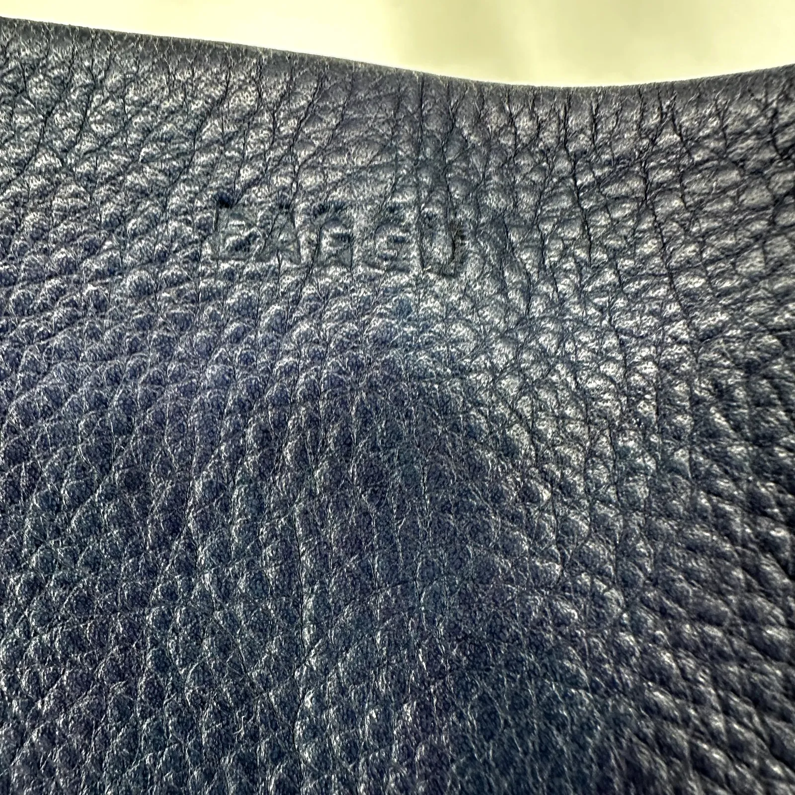 Baggu Tote Milled Leather Nubuck Bag Handbag Natural Interior Pocket Navy Blue - Image 7