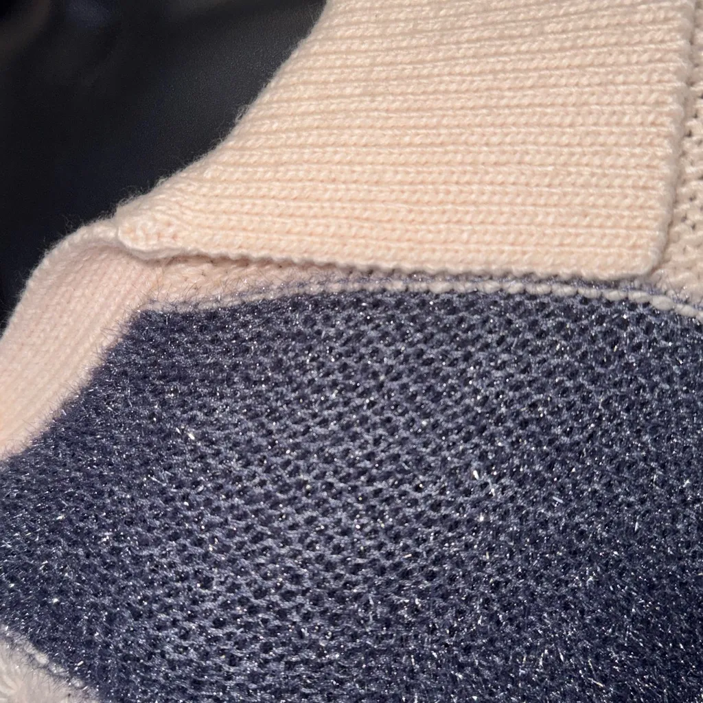 Lush Soft Pink/Peachy & Grey Metallic Stripe Knit Sweater – Size XL NWT - Image 4