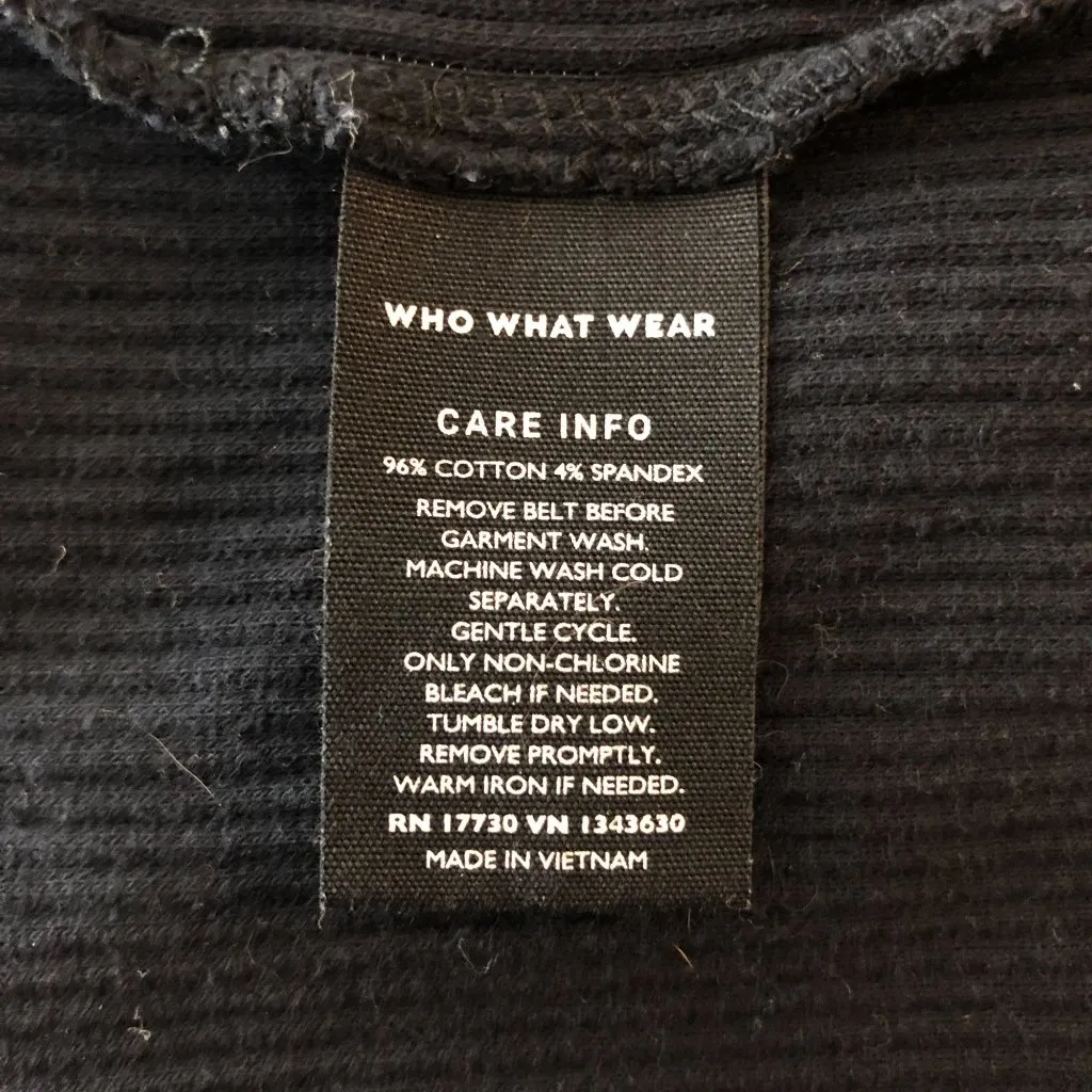 Who What Wear Midi Dress Keyhole Back Ribbed Long Sleeve Stretch Black L - Image 4