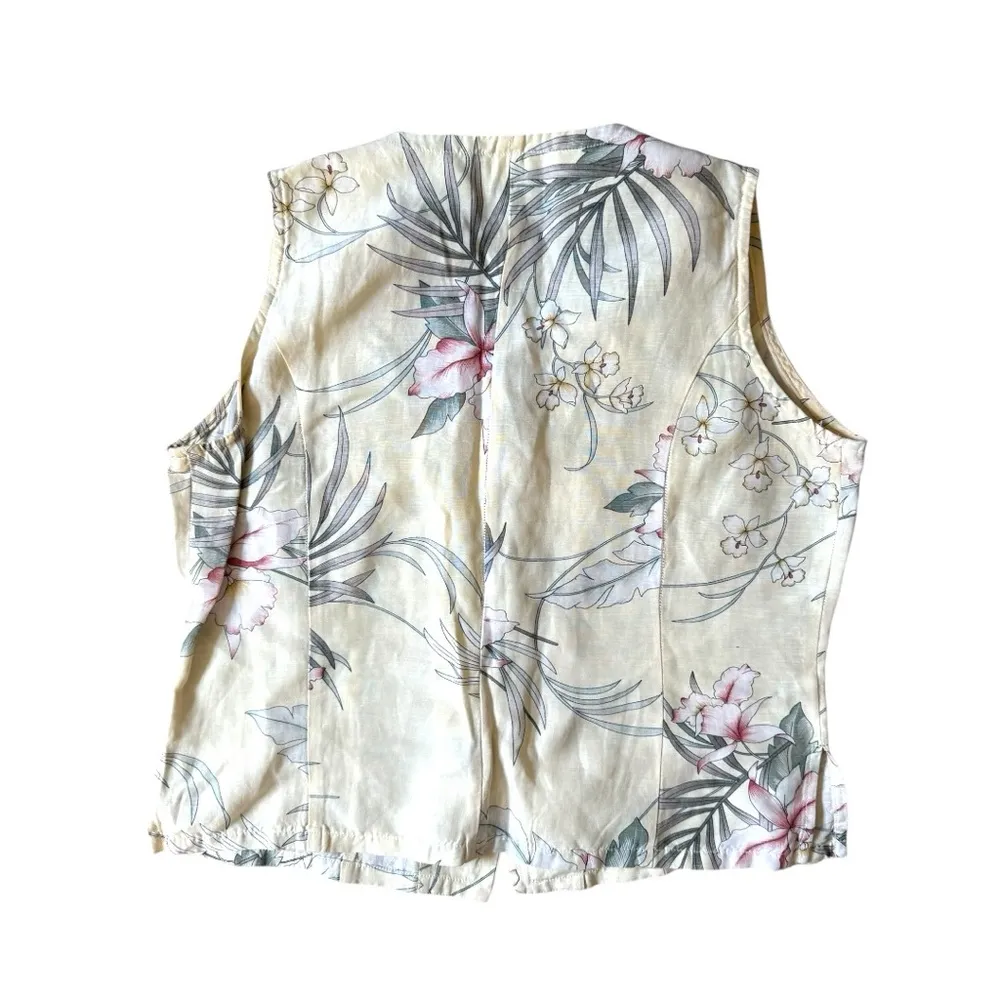 Vintage Tommy Bahama Shirt Womens Small Silk Linen Island Tank Tropical Beach - Image 2