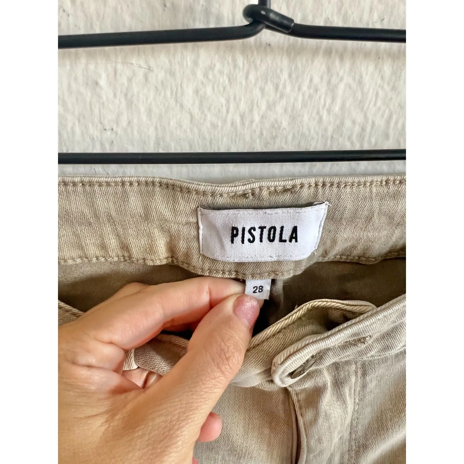 PISTOLA Lyla Khaki High Rise Flare Wide Leg Denim Jeans Cottage Pants Womens 28 - Image 3