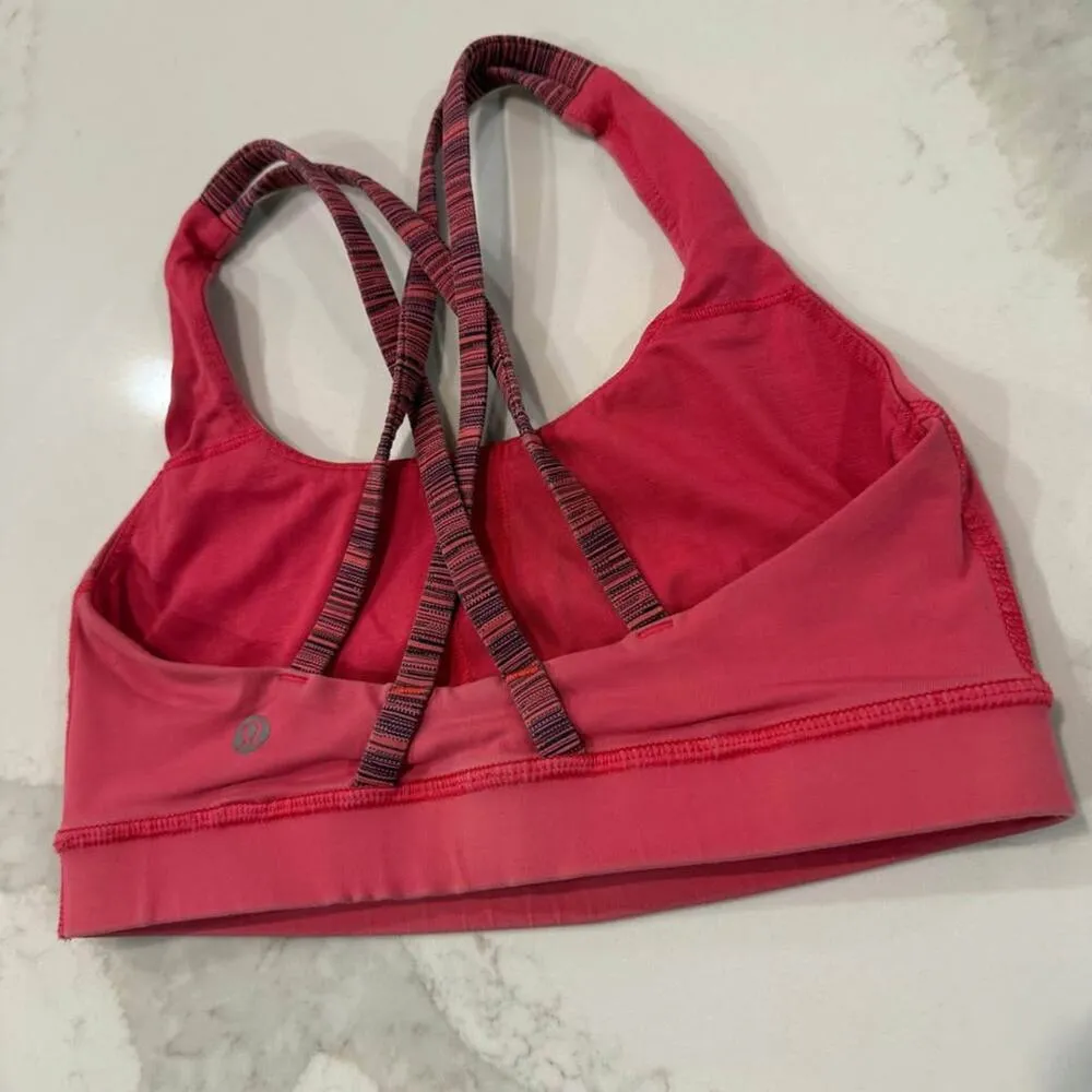 Lululemon Fuchsia Pink Energy Crossback SportsBra Womens Size 4 Running Training - Image 4