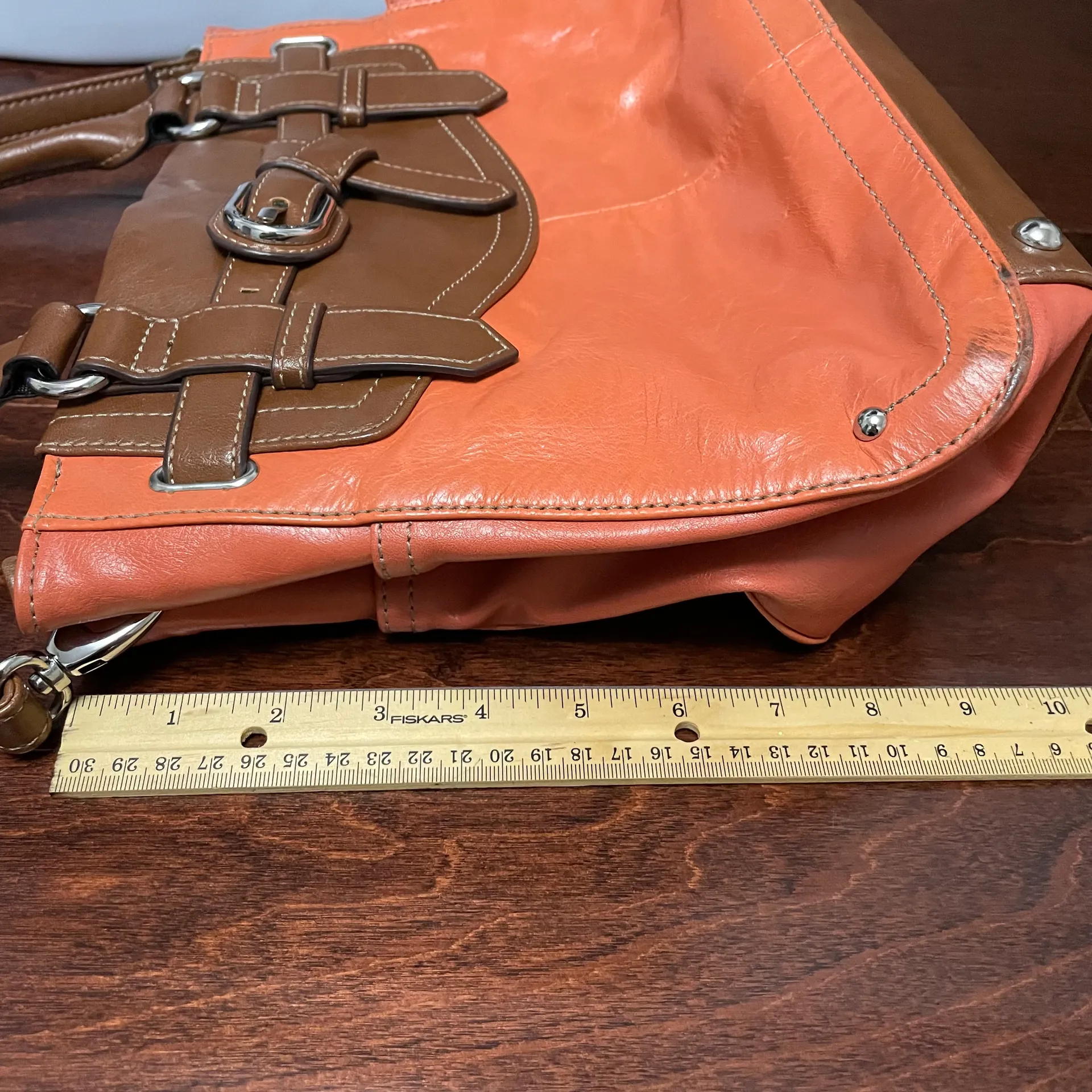 Tignanella Tignanello Burnt Orange and Brown Leather Shoulder Handbag - Image 16