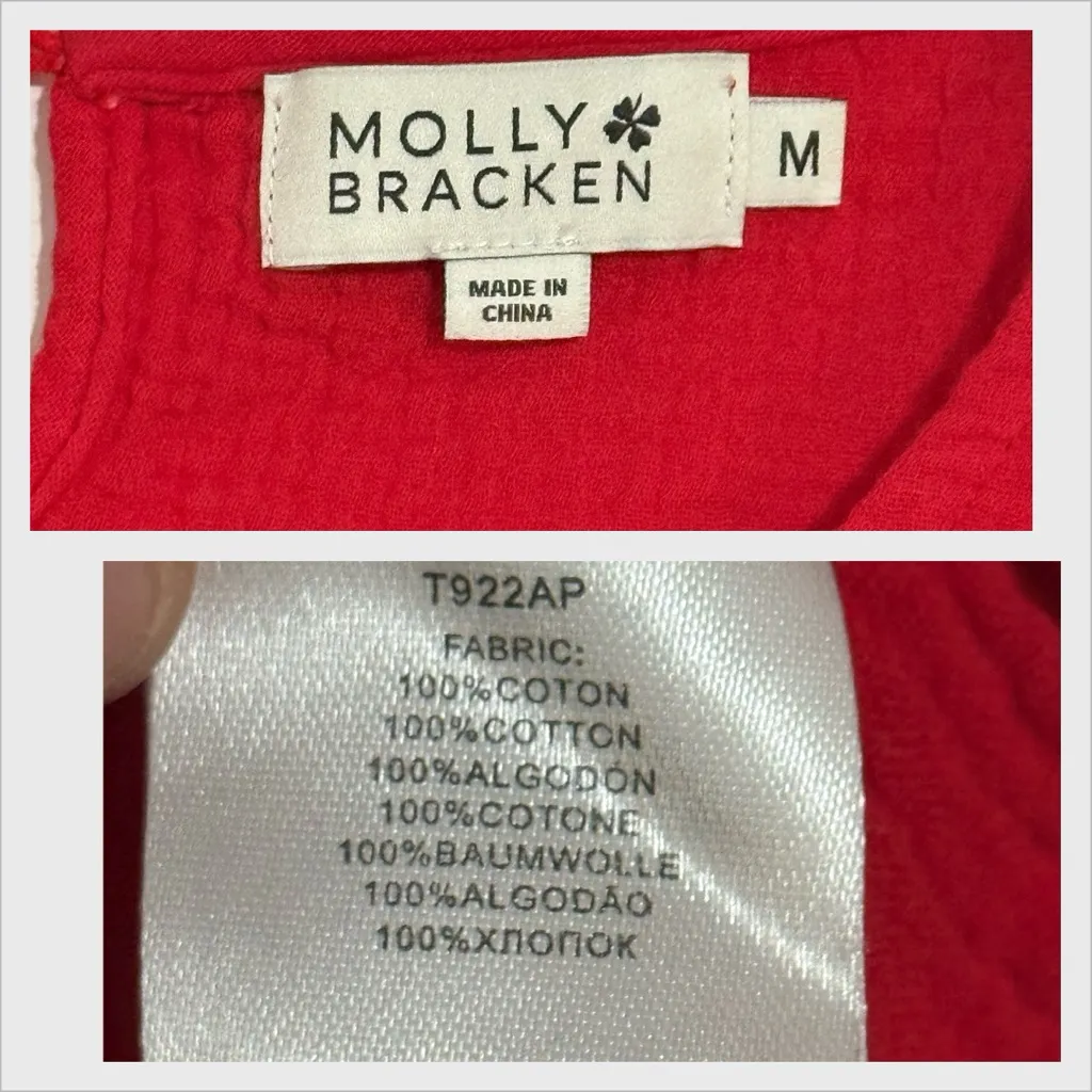 ✨Molly Bracken Vibrant Red Tie-Front Tank Top Size Medium - Image 3