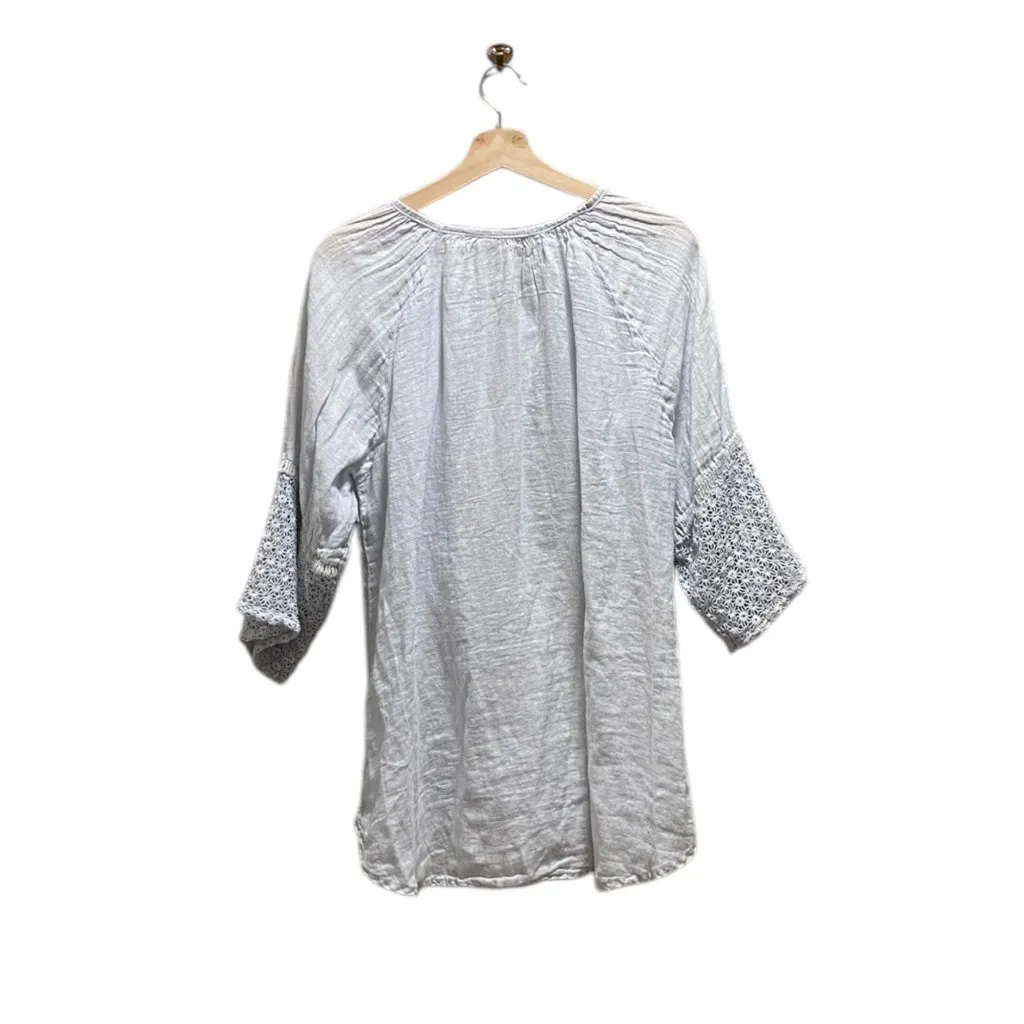 Soft Surroundings Linen Blouse Light Blue Size L - Image 10