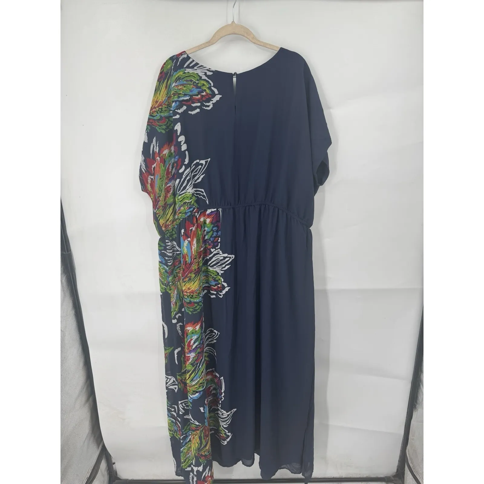 Lace & Mesh Maxi Plus Size 4X Navy Blue Dress Artsy Art To Wear Preppy Glam - Image 2