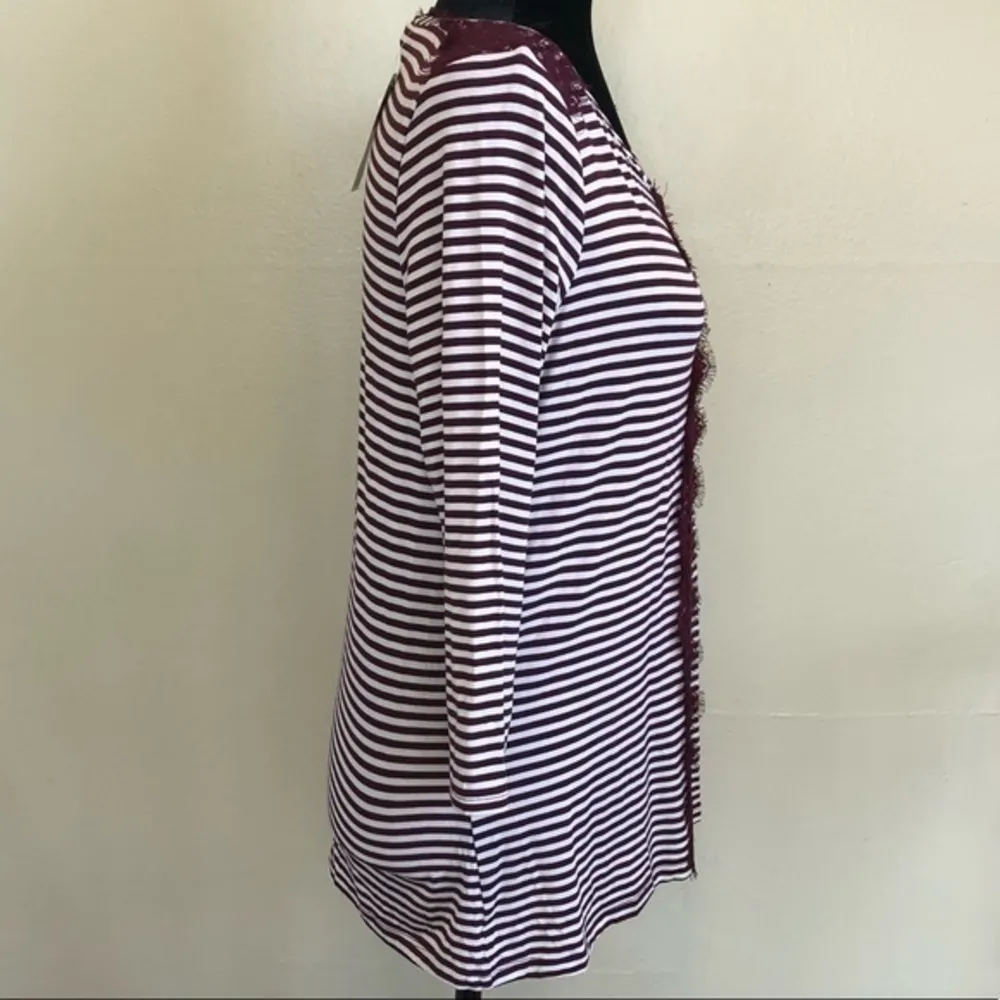 New Women’s Maison Jules Lace-Trim Tee Savory Wine - Image 5