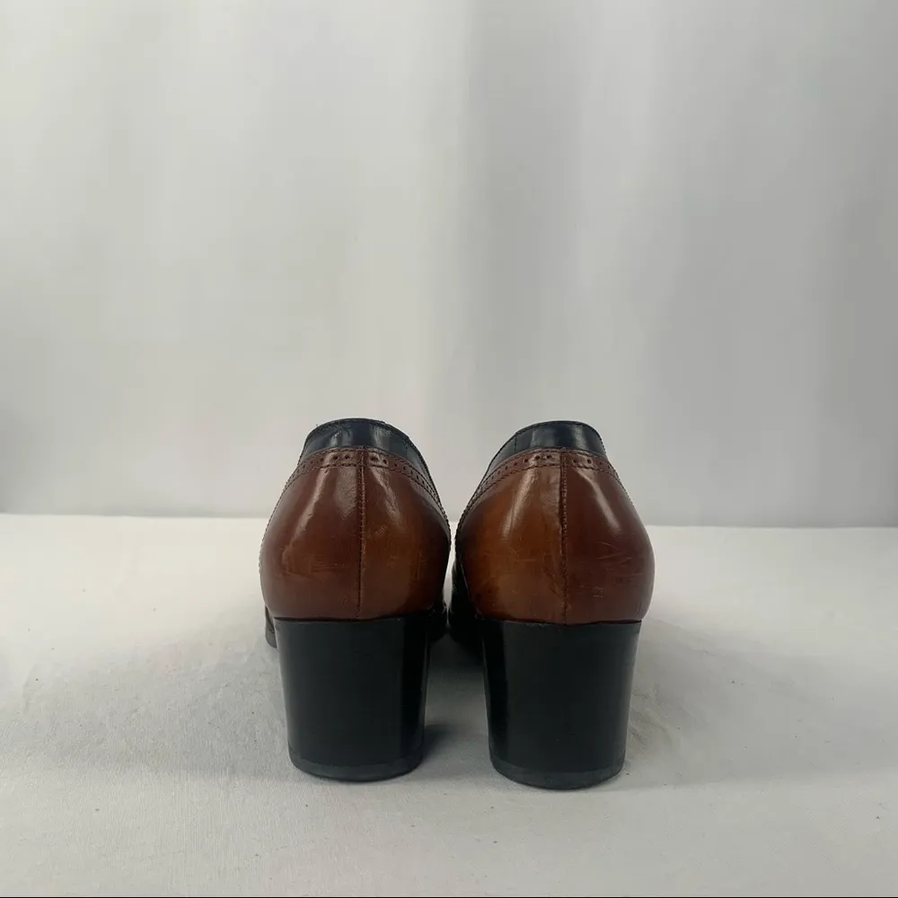 Bruno Magli Leather‎ Wing Tip Pumps in Brown Black Size 6.5 - Image 4