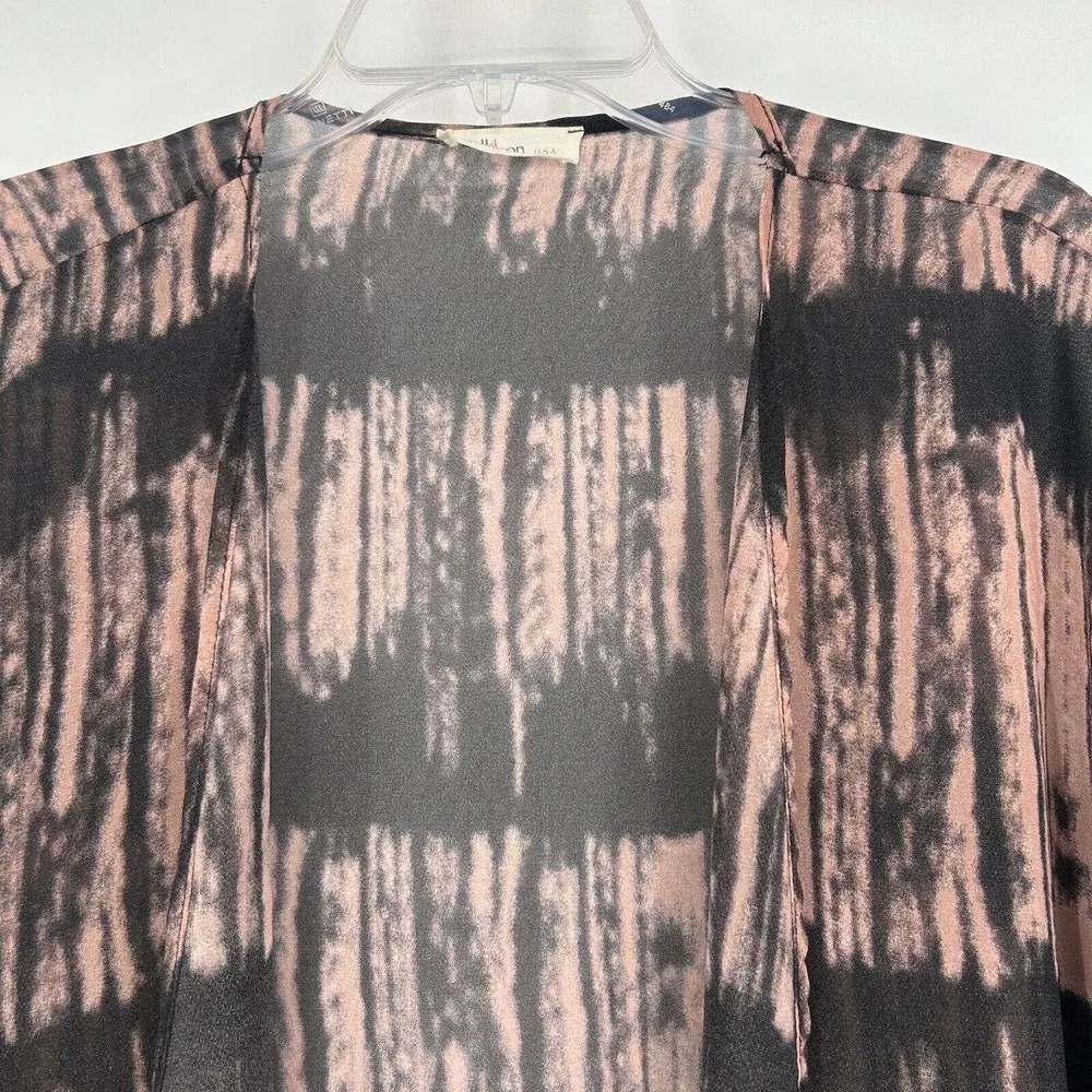 Millibon Black Pink Tie Dye Kimono Cover Up Dolman Sleeves Sheer Size M Size M - Image 2