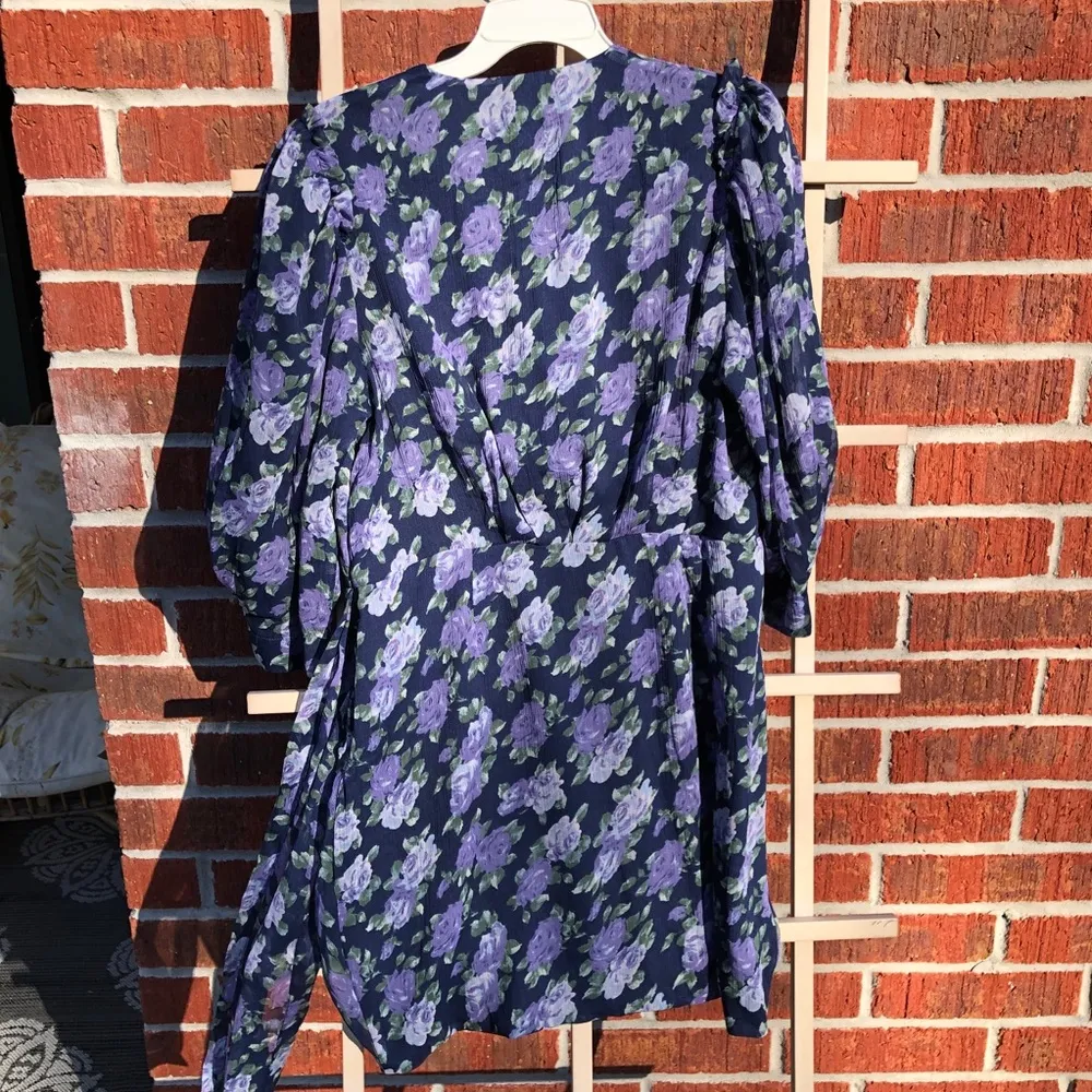 SAYLOR Merritt Floral Puff Sleeve Mini Dress in Navy Floral Multi, XL - Image 12