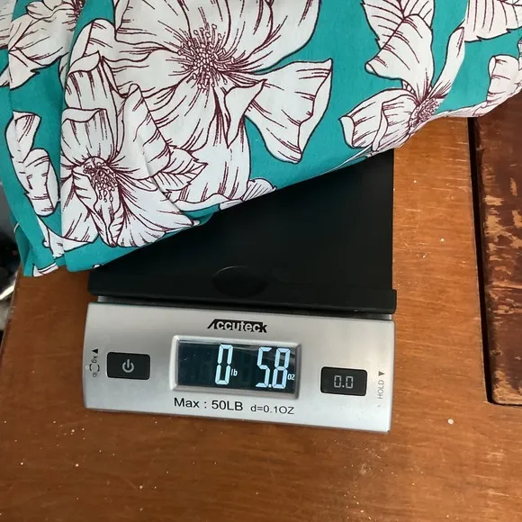 Japna Teal Floral V Neck Elastic Waist Short Sleeve Romper Jumpsuit M - Image 3