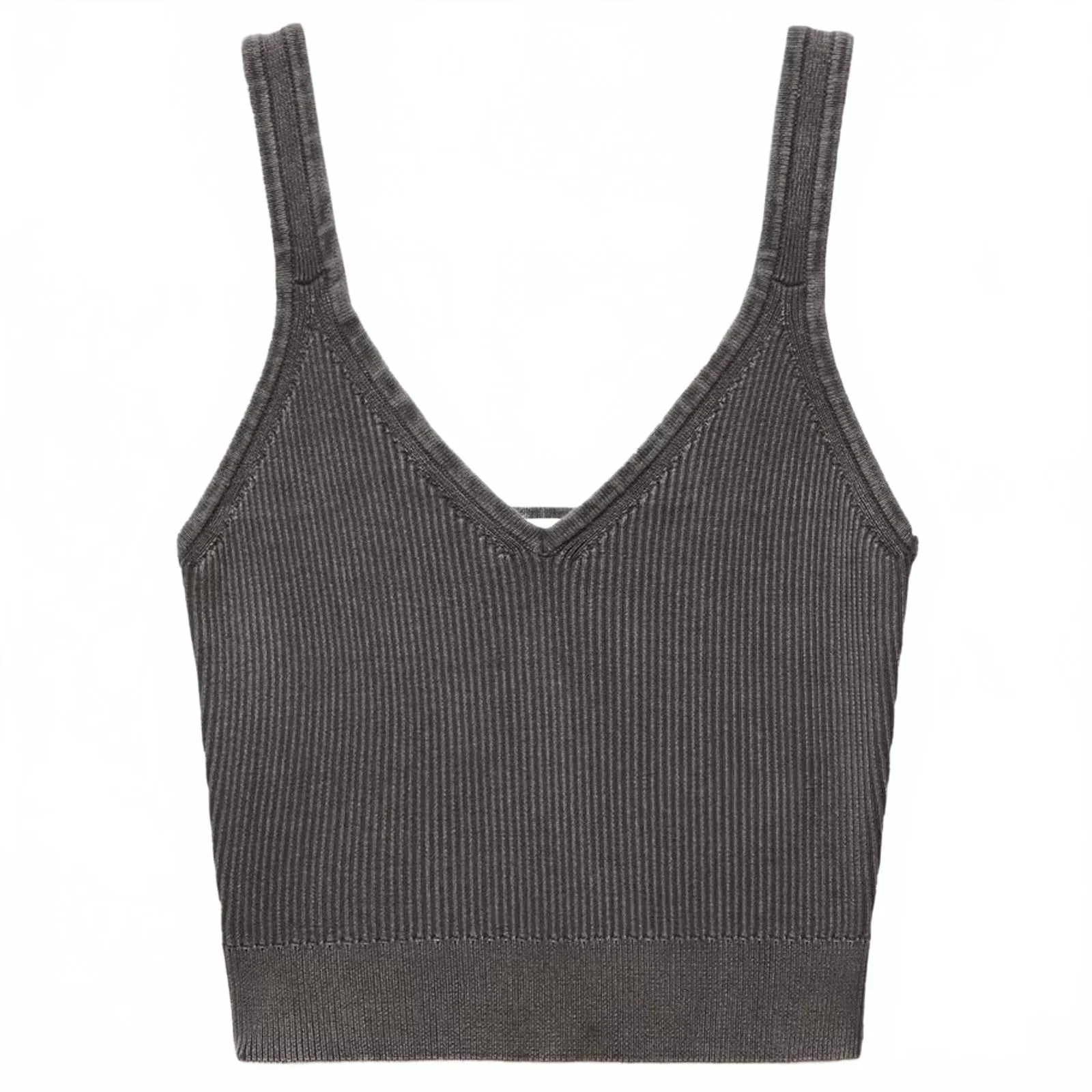 Mango Cotton V-Neck Tank Strap Top Charcoal - Image 3