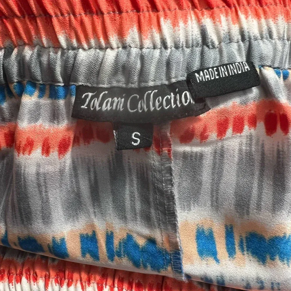 Tolani Miri Tiered Wrap‎ Maxi Skirt in Red Orange Blue Size US Small - Image 10