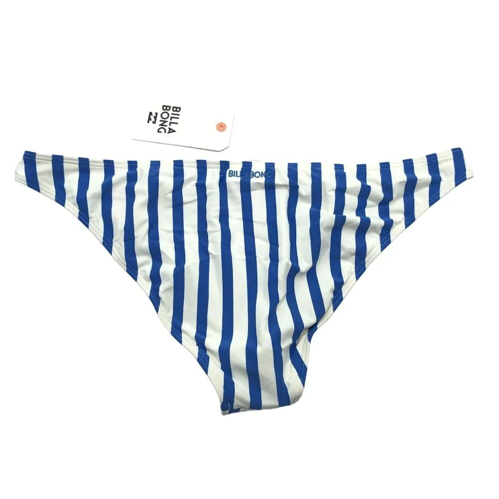 Billabong Blue by U Tropic Striped Bikini Bottom Medium Coverage Blue White L - Image 4