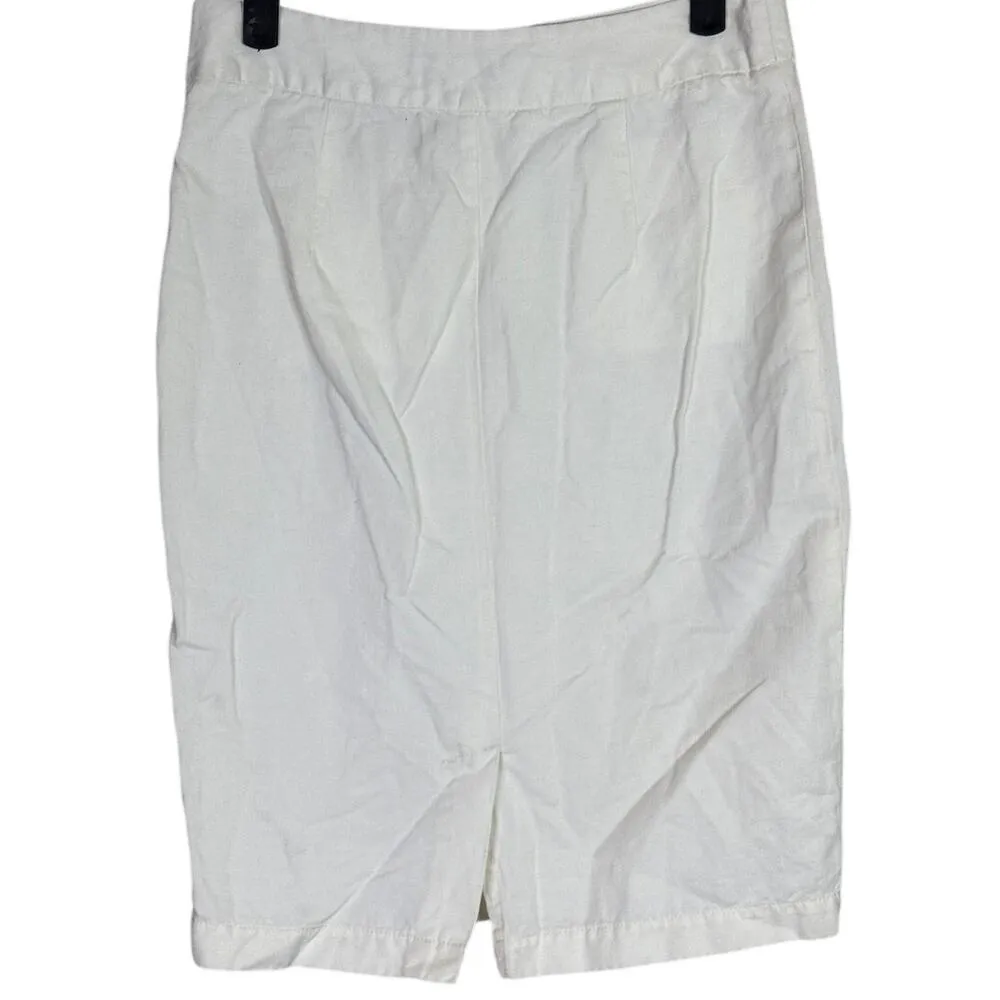 Kate Spade Saturday Pencil Skirt High Waisted Knee Length Cotton Skirt 2 White - Image 10